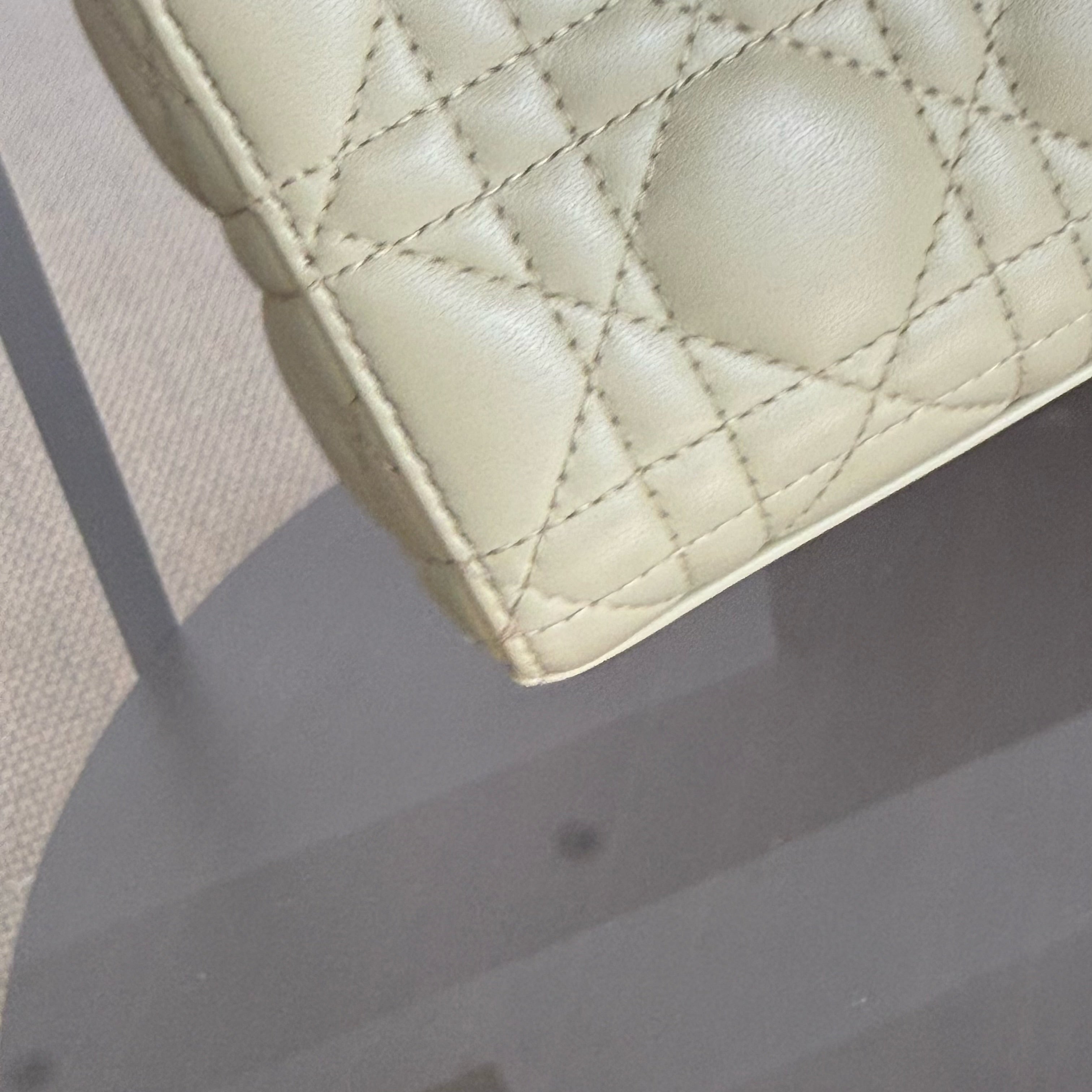 Dior D-Joy Medium - Cannage Lambskin Lime Gold Hardware