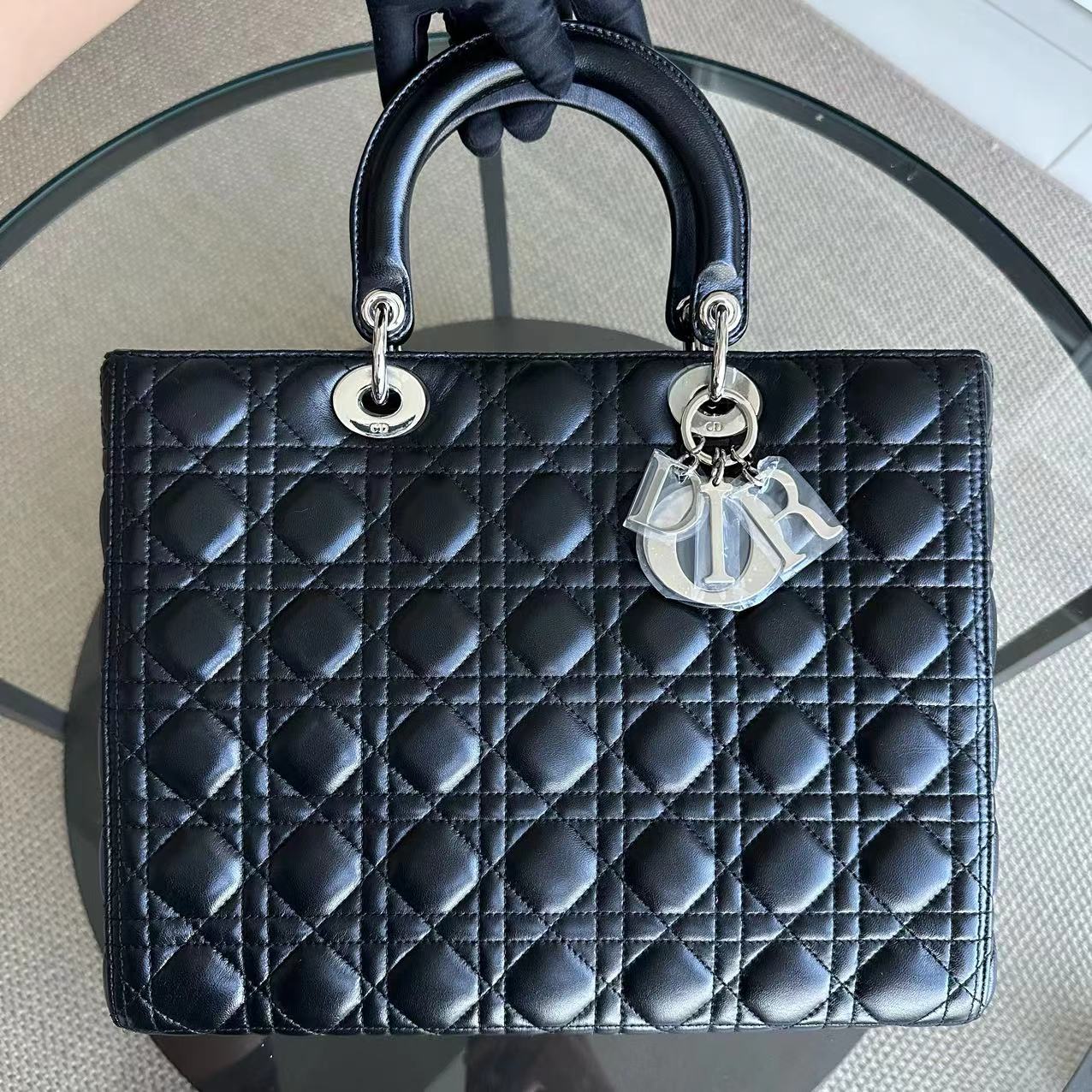 Dior Lady Large Cannage Lambskin Tote Black SHW