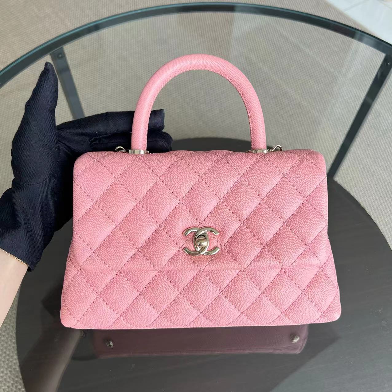 Chanel Caviar Small Coco Handle Quilted Calfskin Light Pink LGHW No 27