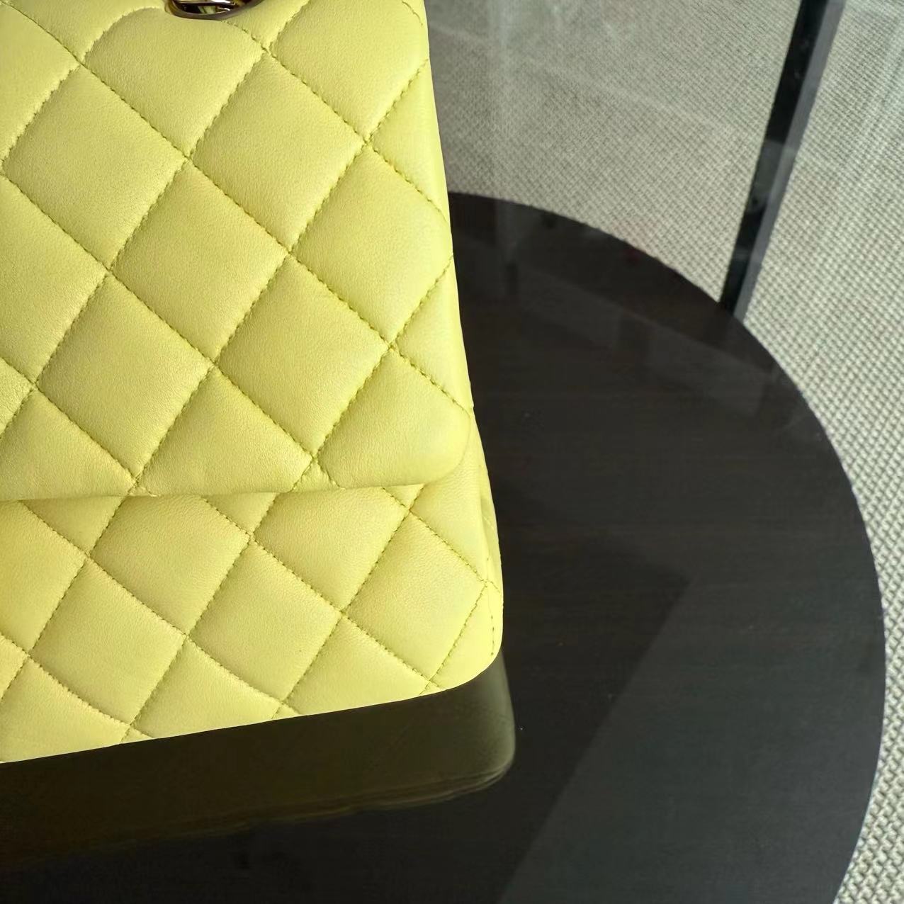 Chanel Classic Flap Medium - 25CM Quilted Lambskin Yellow Gold Hardware Series 24