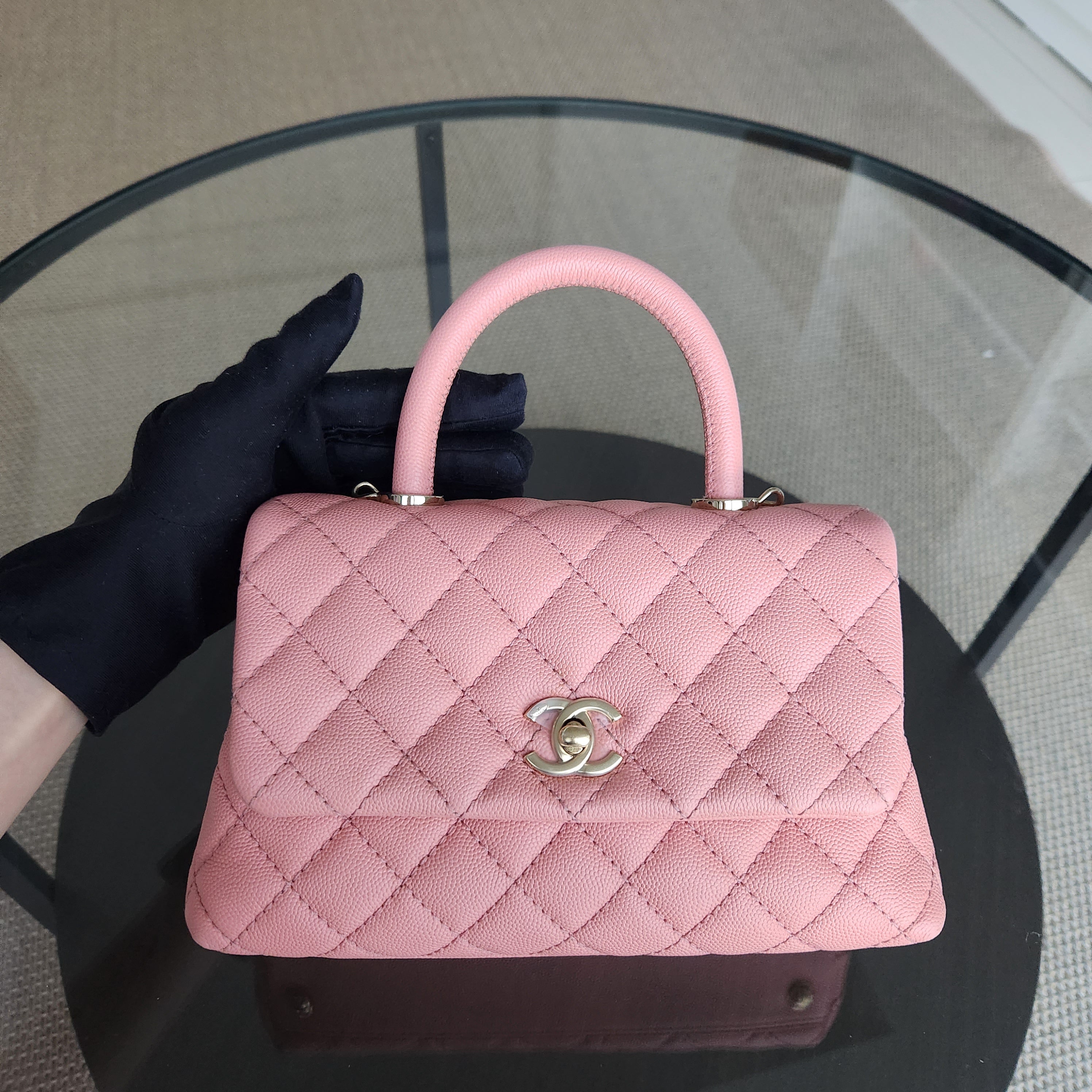 Chanel Coco Handle Small - Caviar Quilted Sakura Pink Gold Hardware Series 27