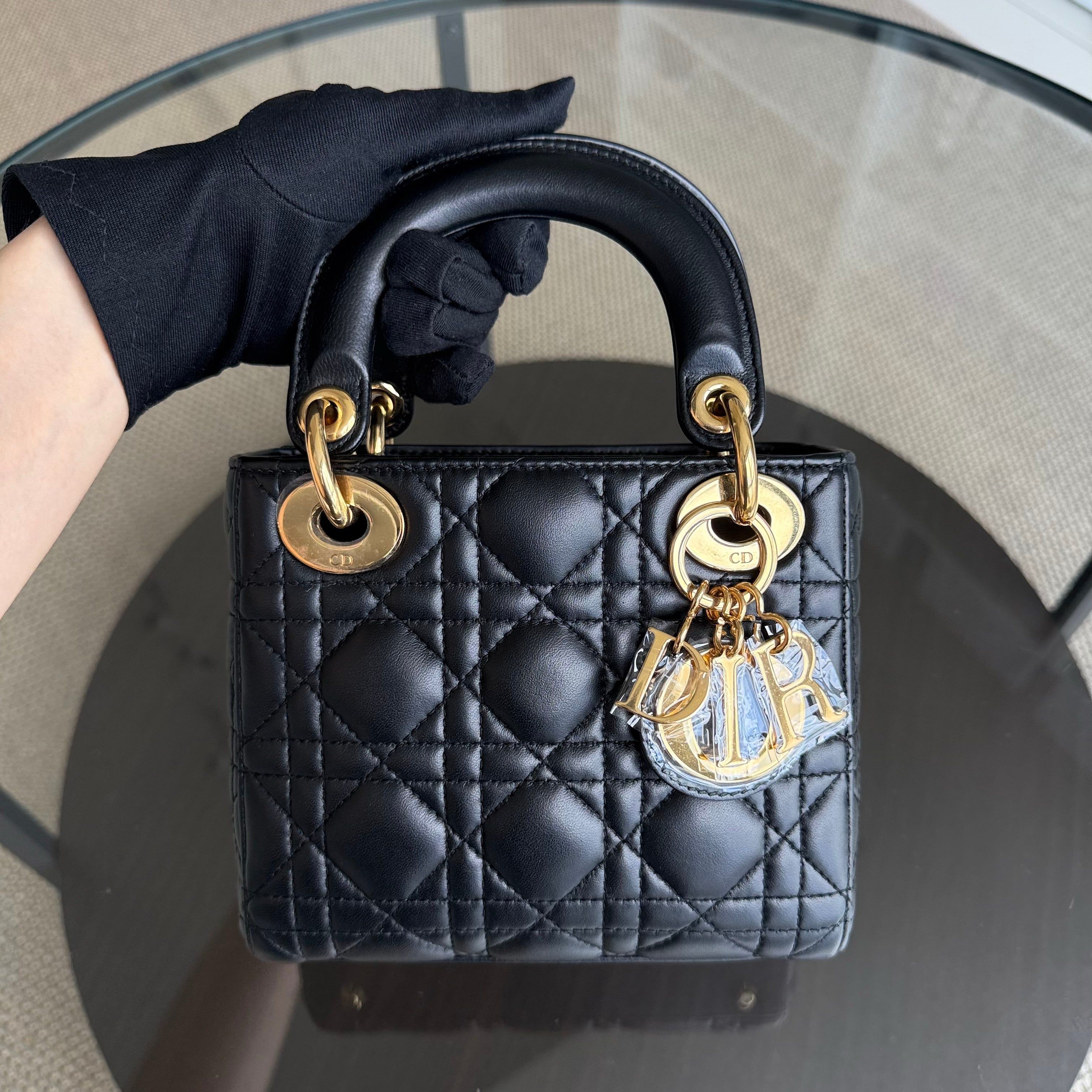 Dior Lady Mini - Cannage Lambskin Black Gold Hardware