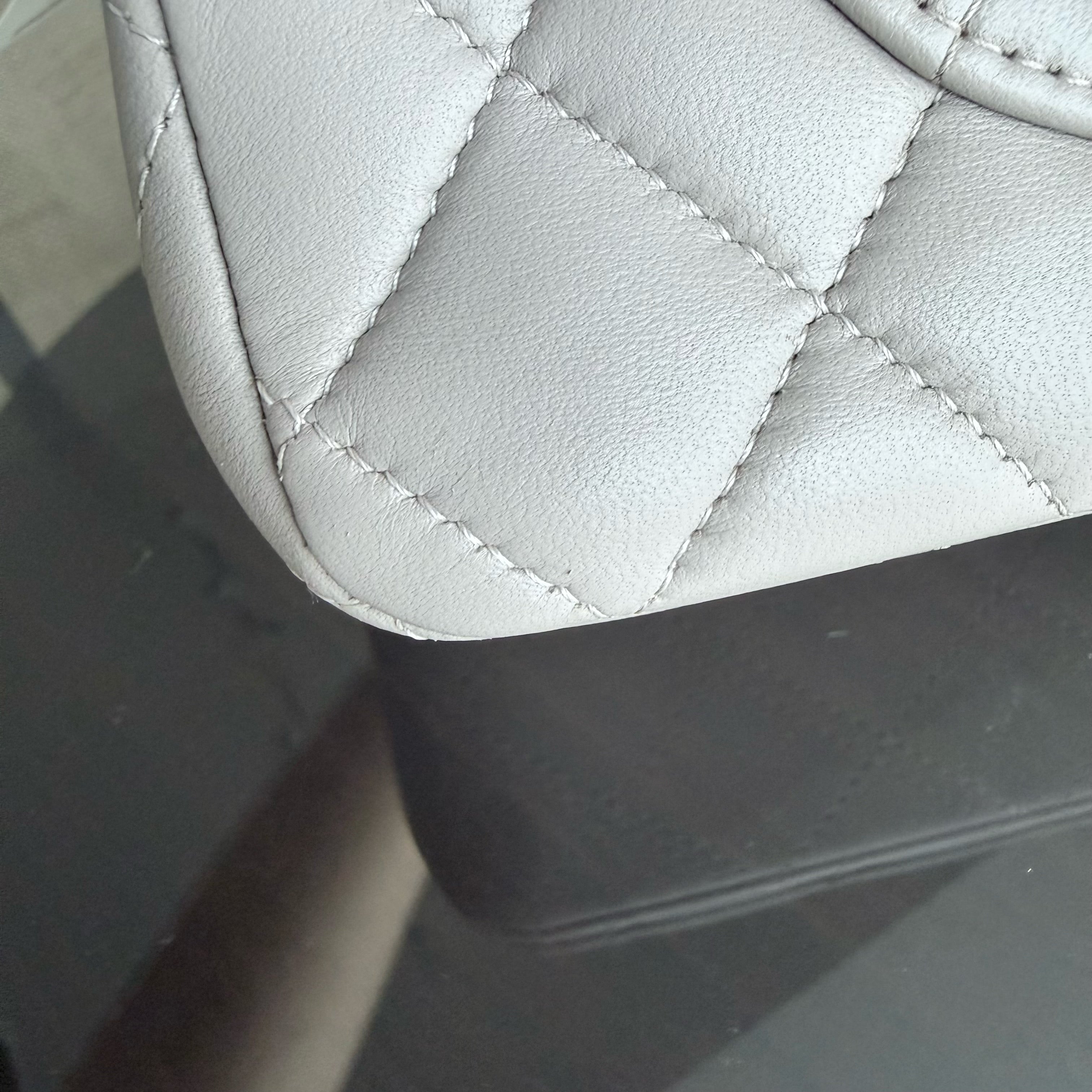 Chanel Classic Flap Small - Lambskin 23CM Quilted Grey Gray Silver Hardware Series 28