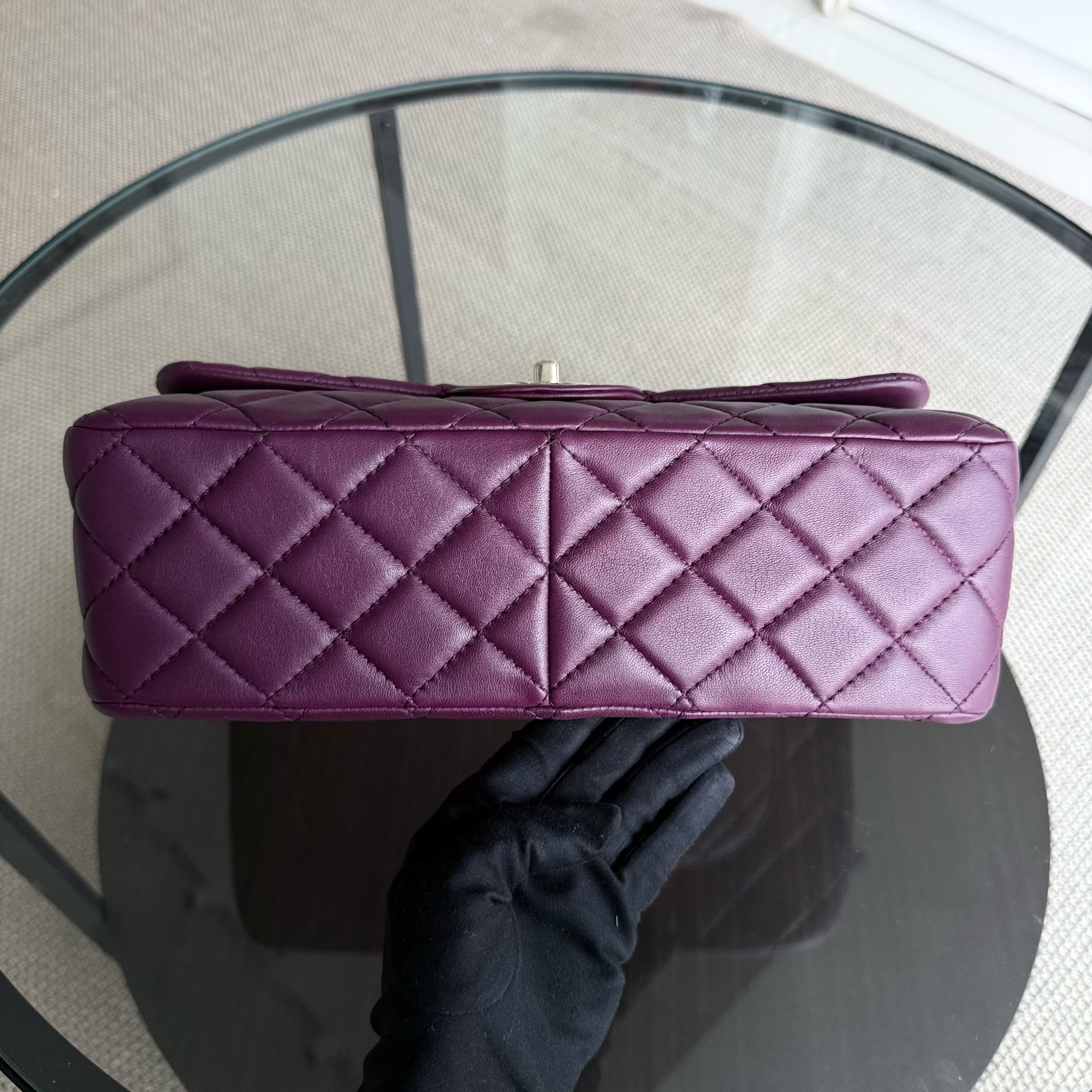 Chanel Classic Flap Jumbo - 30CM Quilted Lambskin Single Flap Purple Violet Gold Hardware Series 12