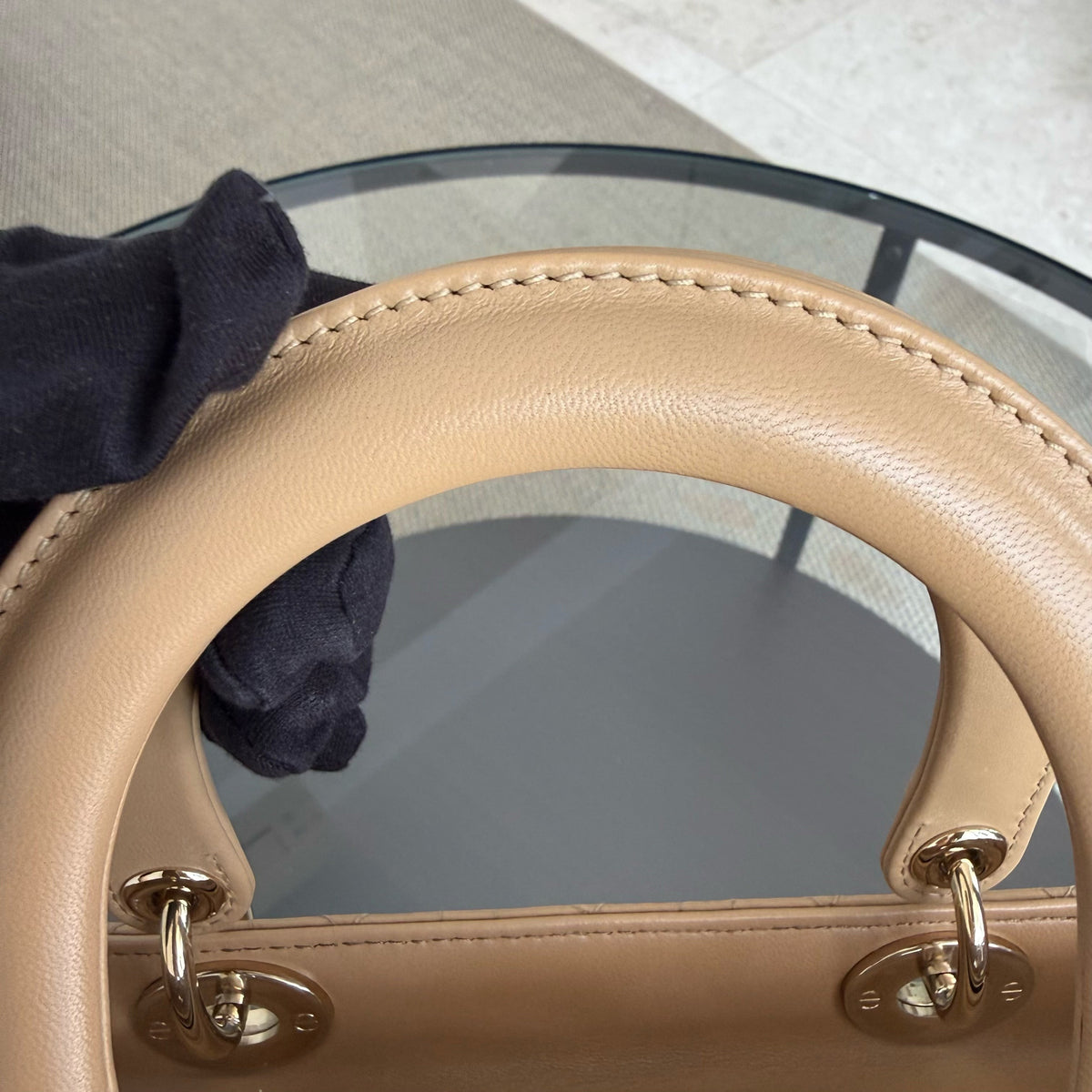 Dior Lady Medium - Cannage Lambskin Beige Brown Gold Hardware Strap