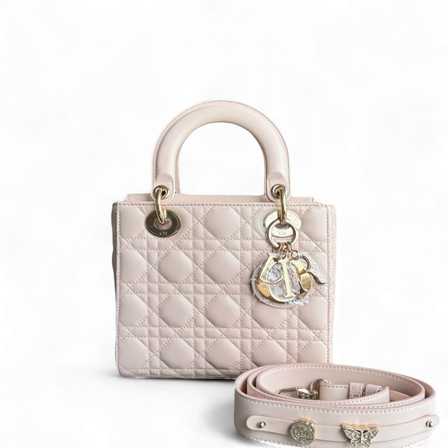 Dior Lady Small ABC Flap - Cannage Lambskin Powder Pink Gold Hardware MyABC