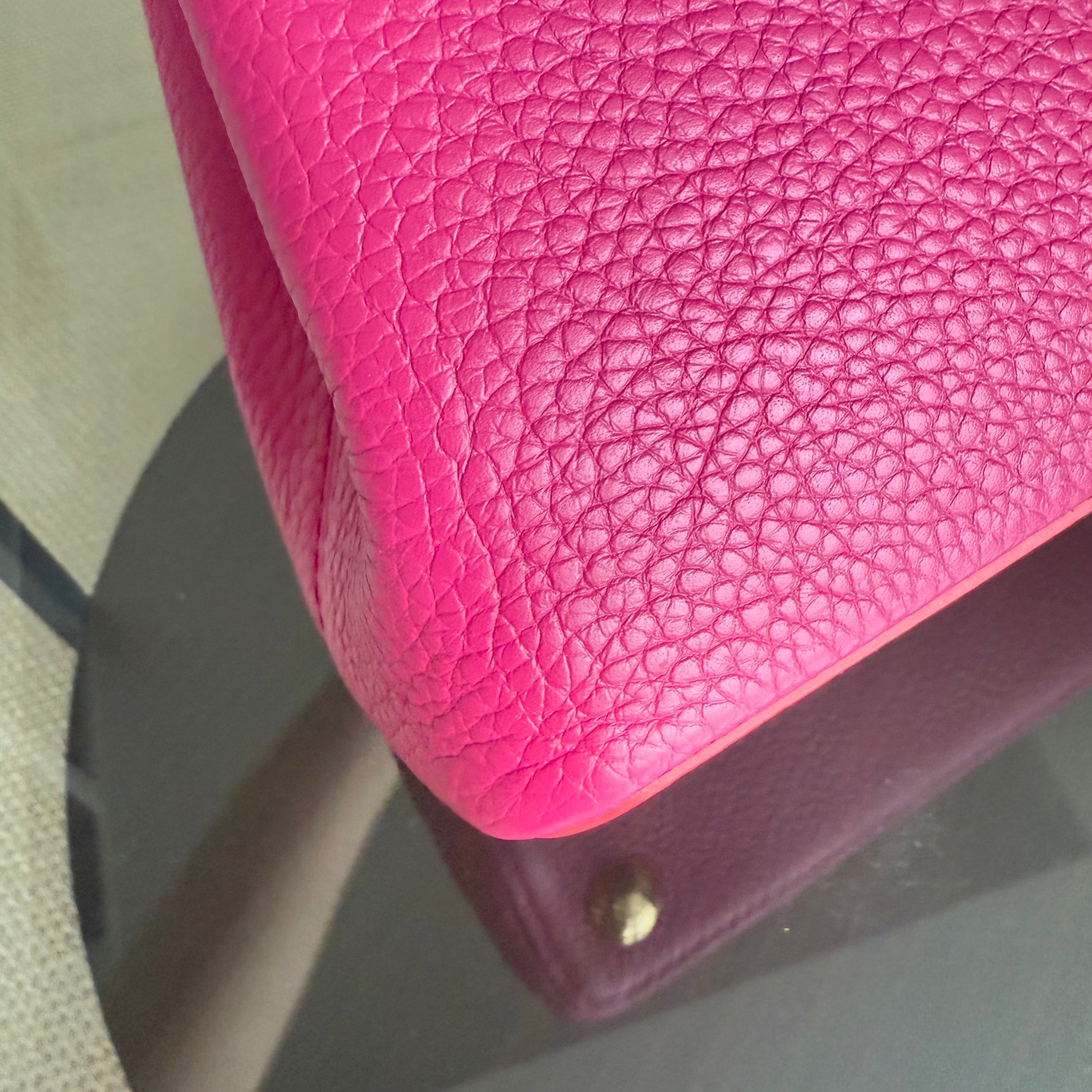 Louis Vuitton Capucines BB - 27CM Grained Calfskin Hot Pink Gold Hardware