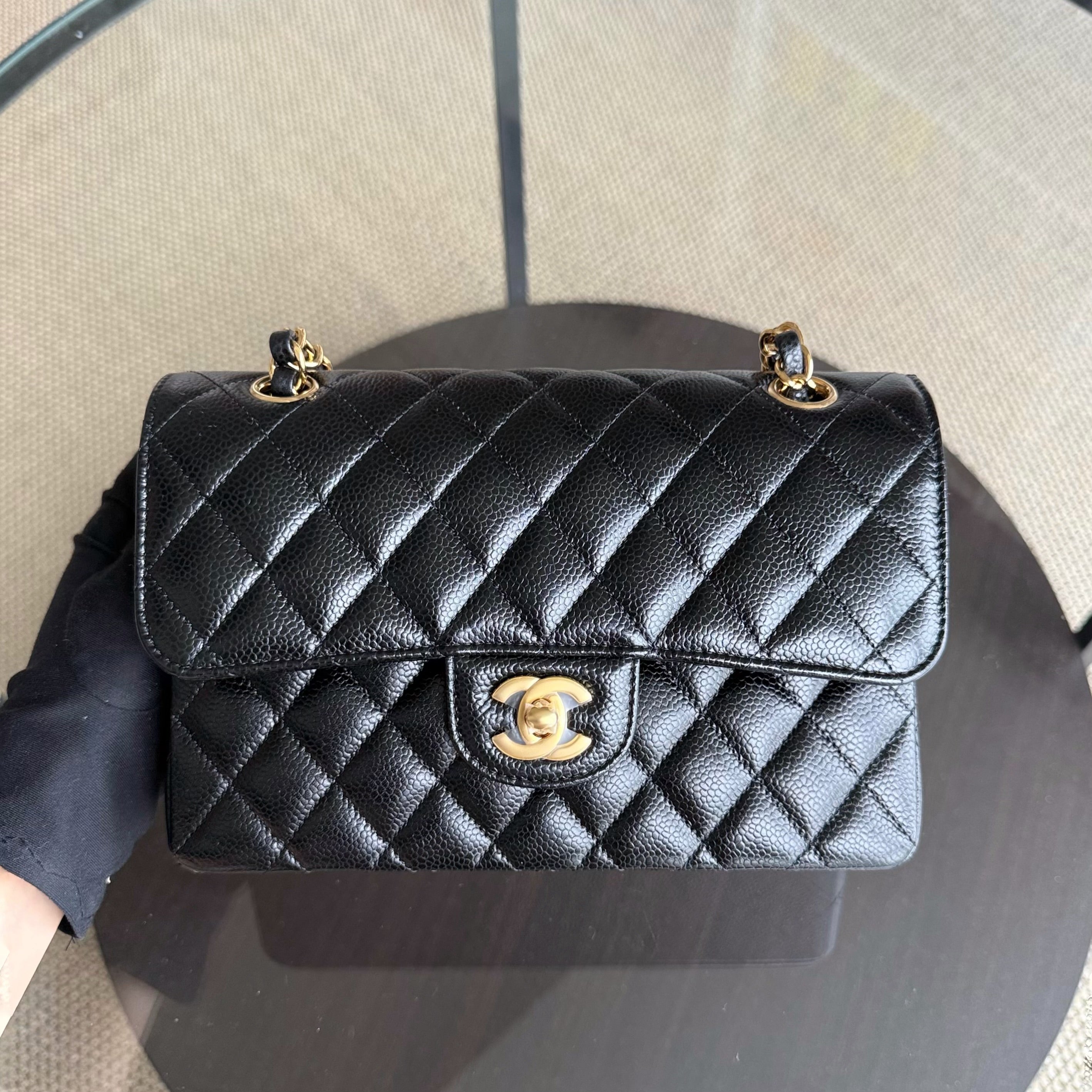 Chanel Classic Flap Small - Caviar 23CM Quilted Black Gold Hardware Series 30