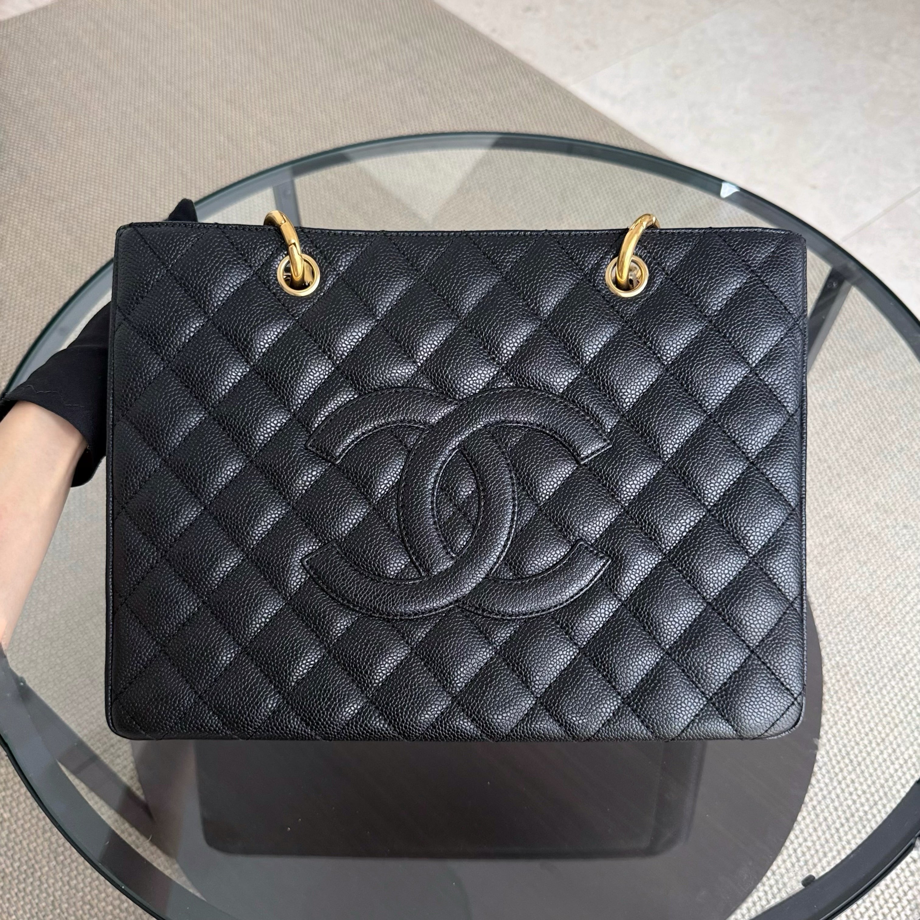 Chanel GST Grand Shopping Tote - Caviar Quilted Black Gold Hardware Series 13