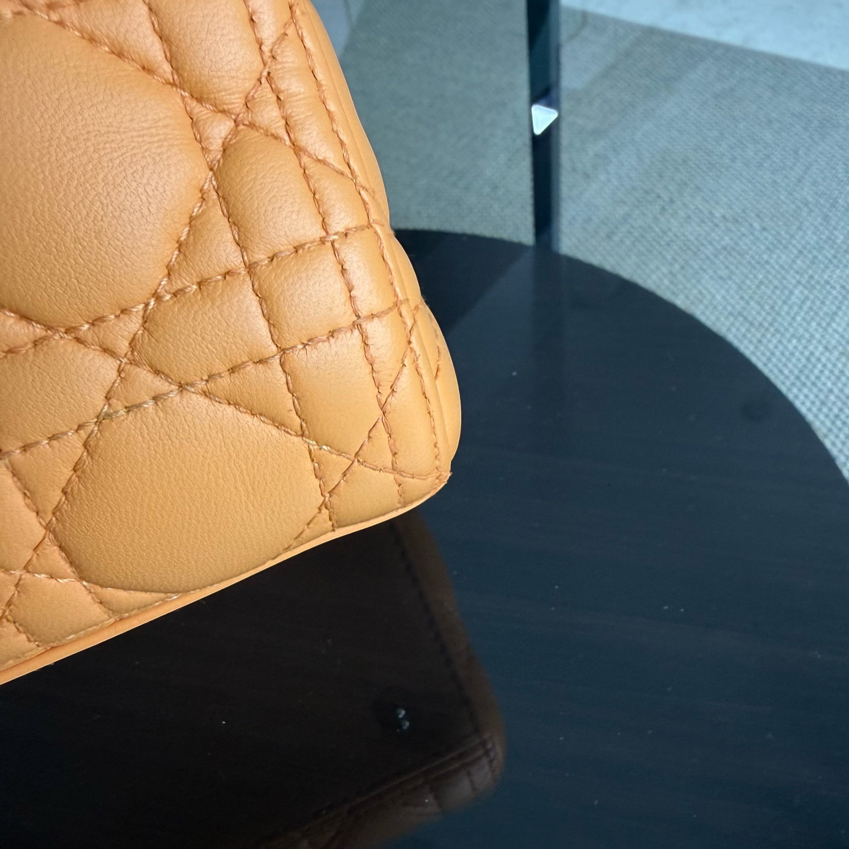 Dior Lady Medium - Cannage Lambskin Caramel Gold Hardware Strap