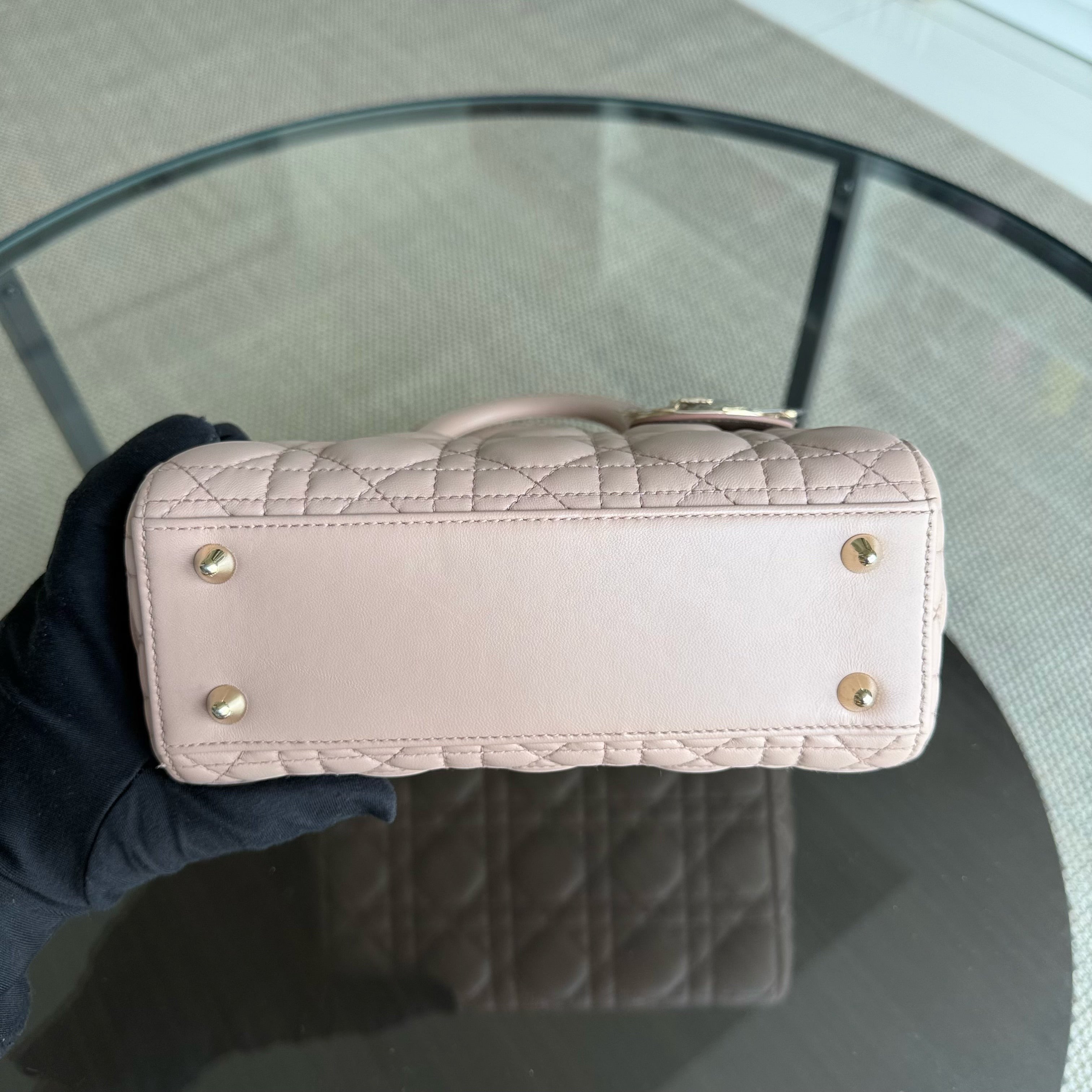 Dior Lady Small Flap - Cannage Lambskin Blush Beige Gold Hardware
