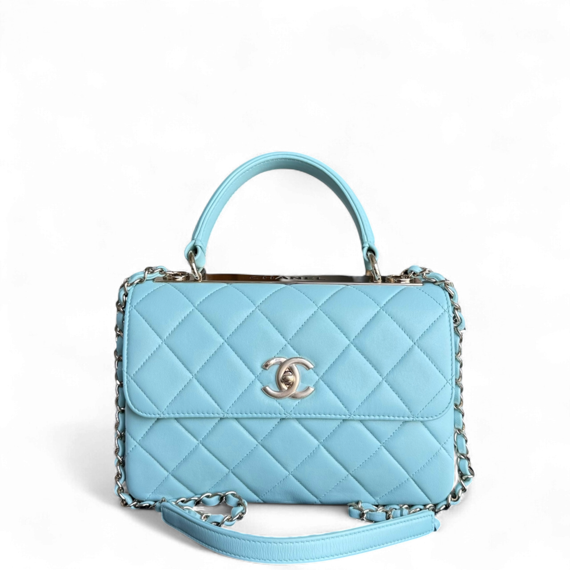 Chanel Trendy CC Small - Quilted Lambskin Light Blue Gold Hardware Series 29