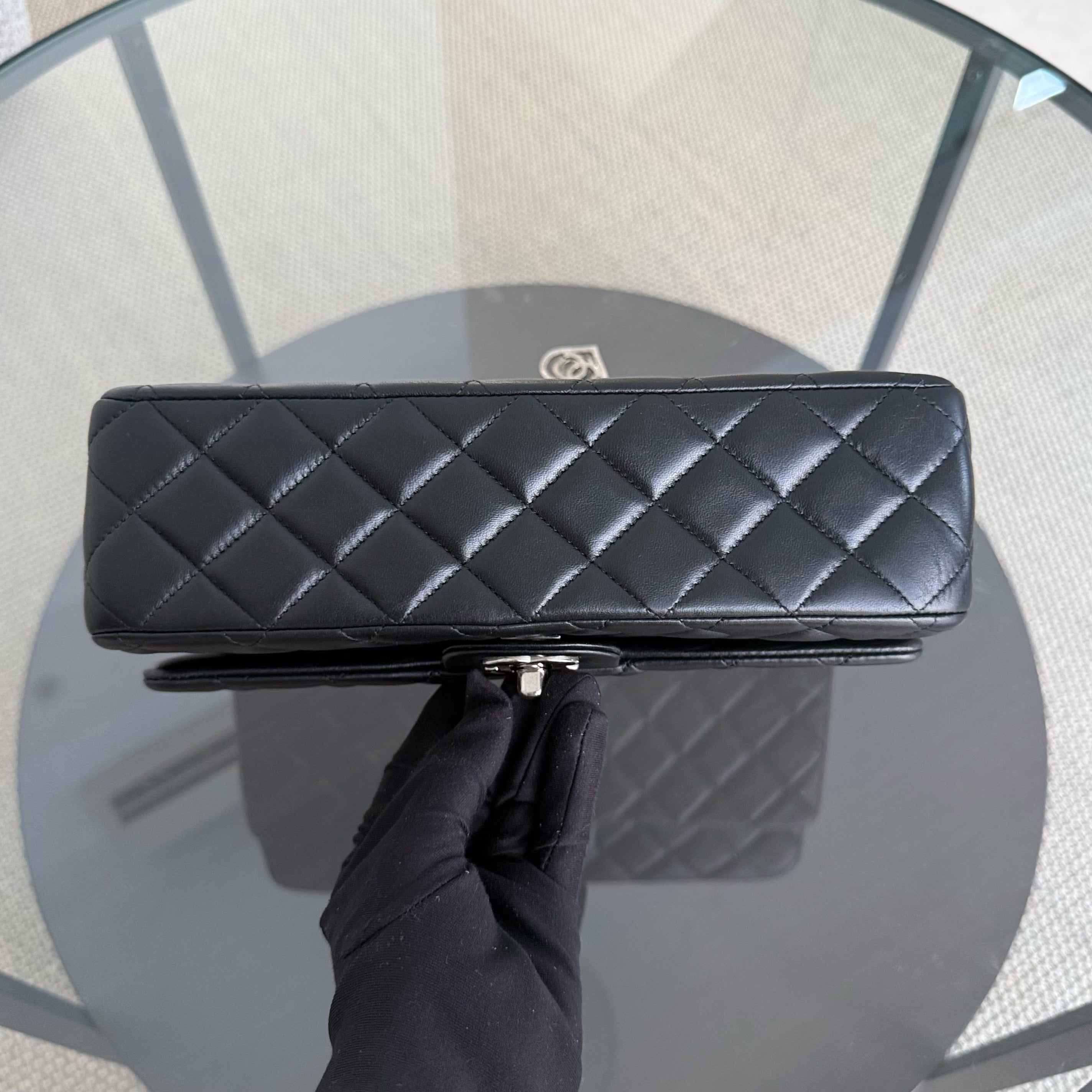Chanel Classic Flap Medium - Special Valentine Edition 25CM Quilted Lambskin Black Silver Hardware Series 19