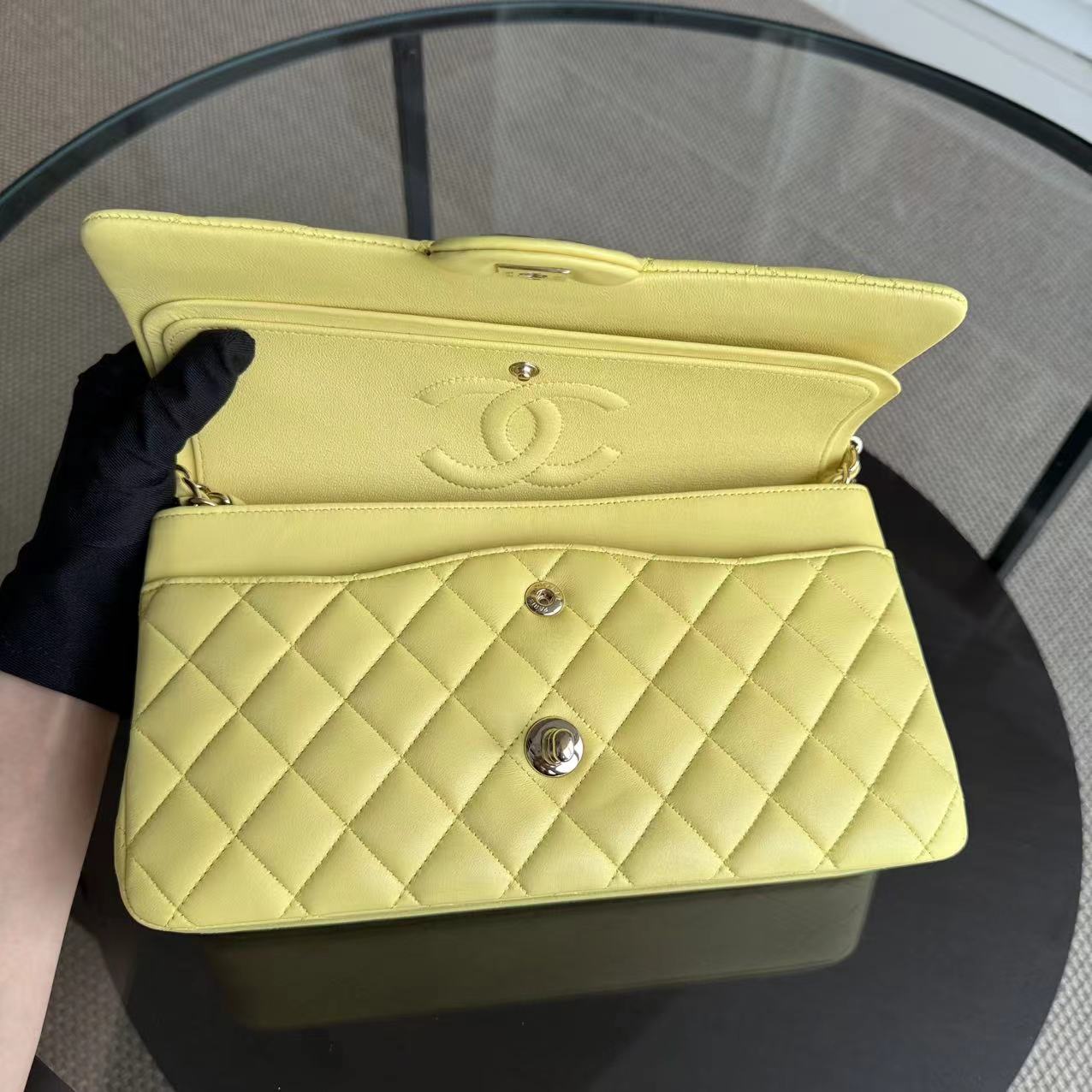 Chanel Classic Flap Medium - 25CM Quilted Lambskin Yellow Gold Hardware Series 24