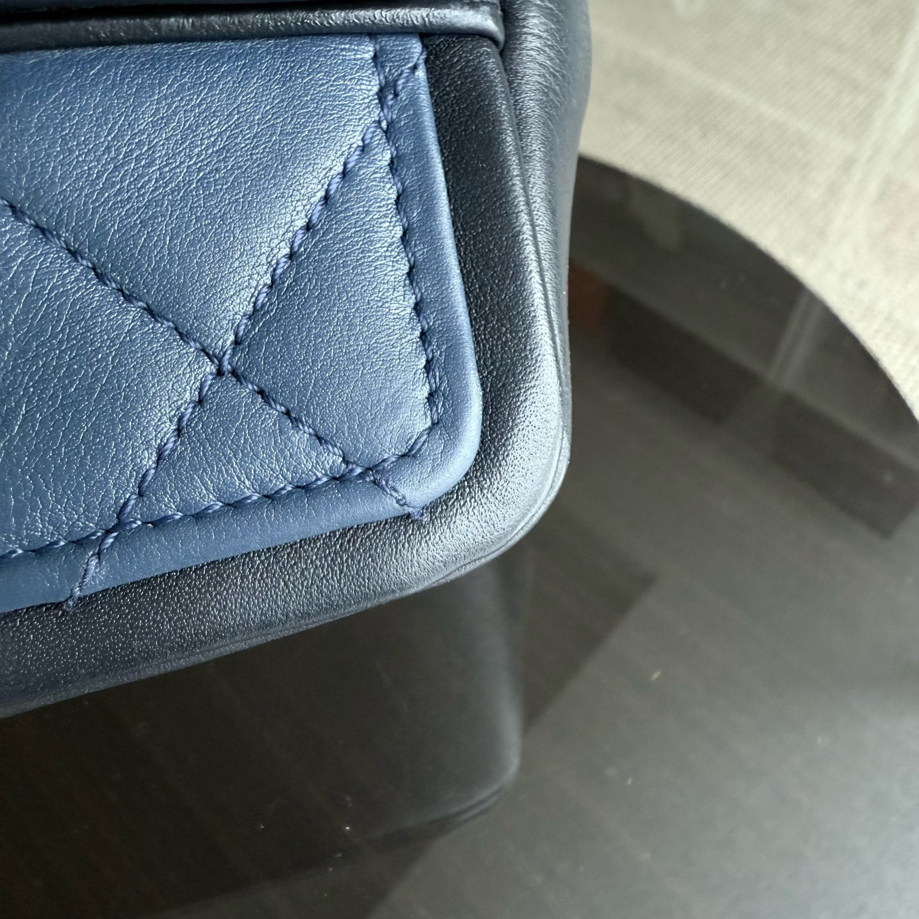 Chanel Seasonal Flap - 23CM Quilted Lambskin Bi-Color White Black Gold Hardware Series 19