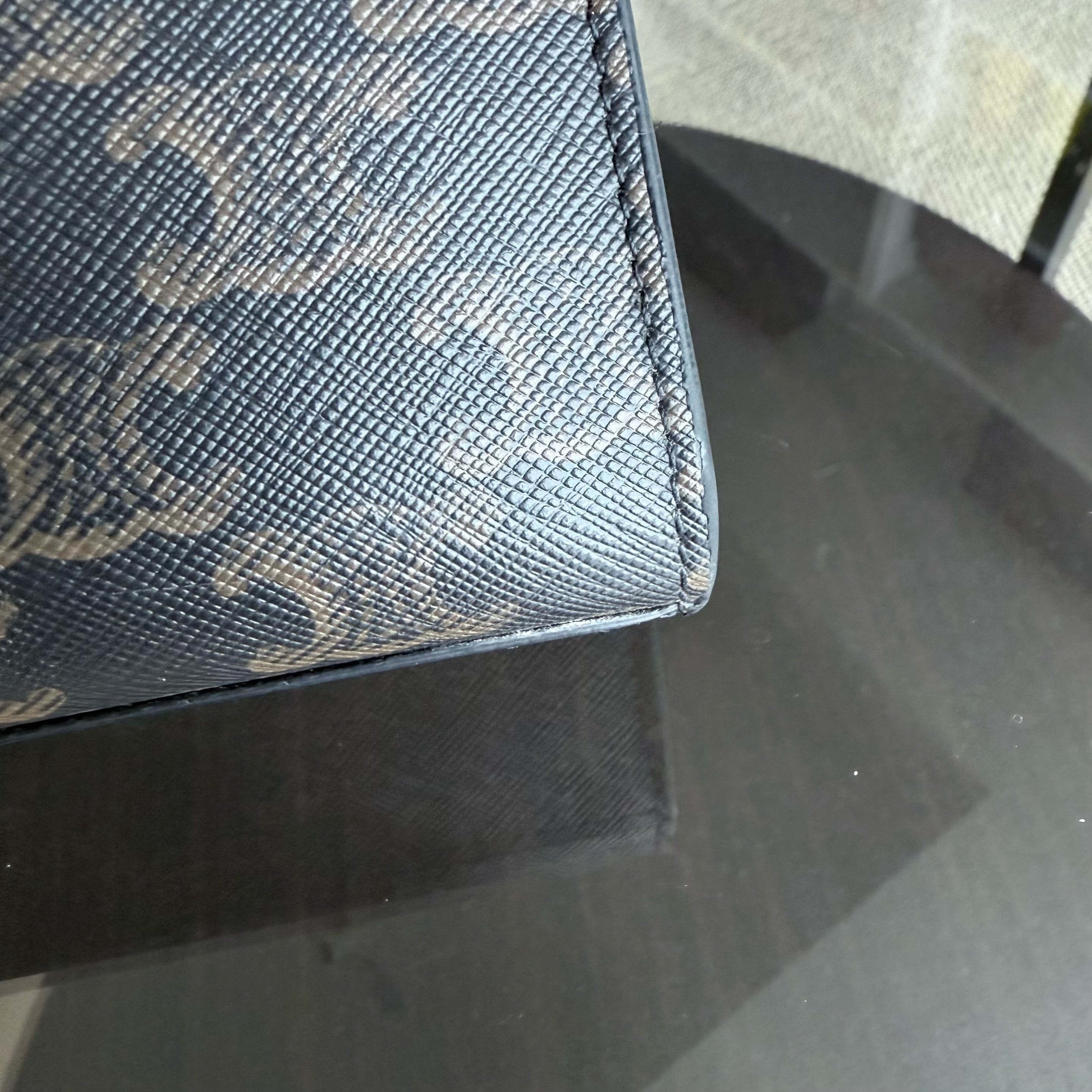 Celine Vertical Top Handle Bag Brown Coated Canvas Gold hardware