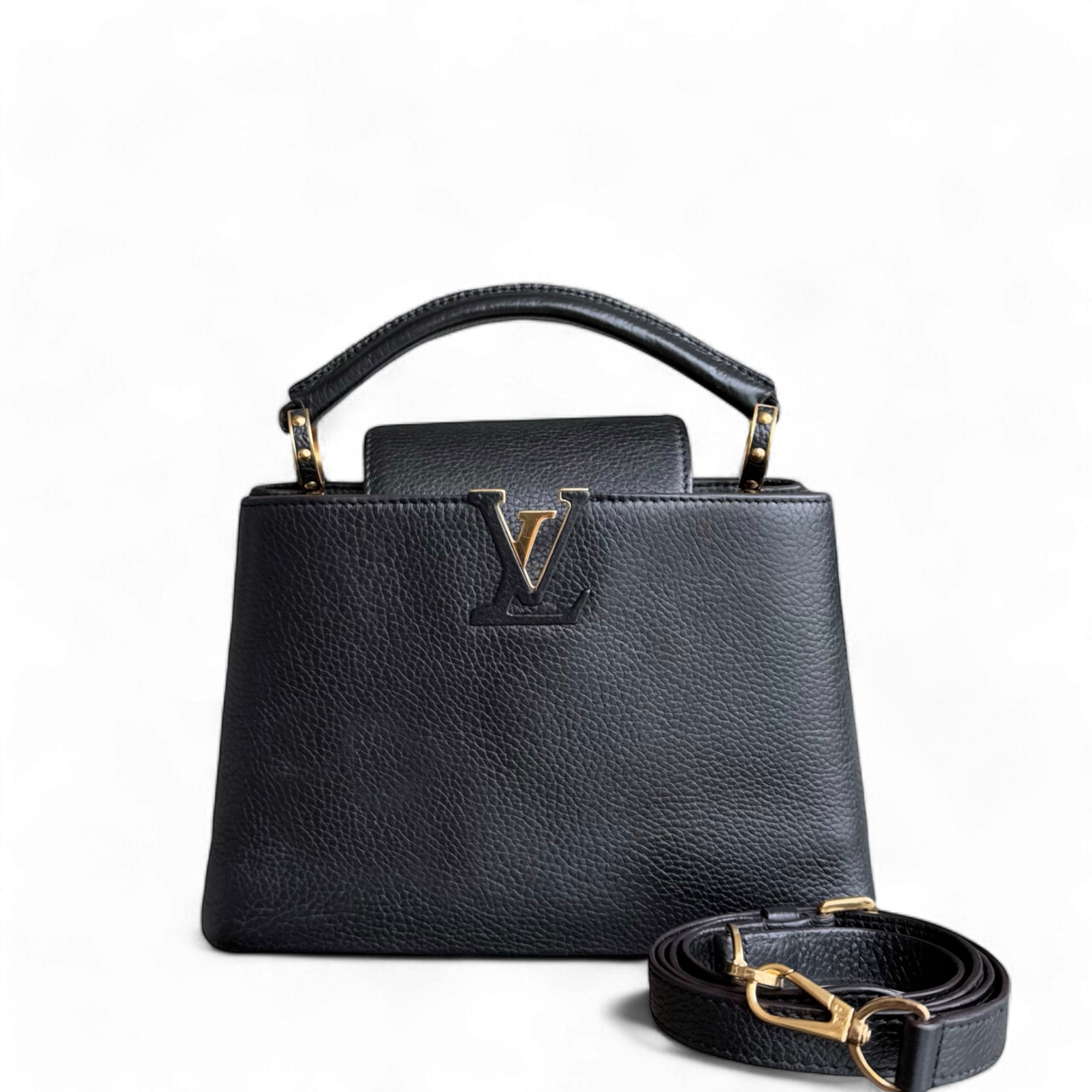 Louis Vuitton Capucines BB - Taurillon Grained Calfskin Black Gold Hardware