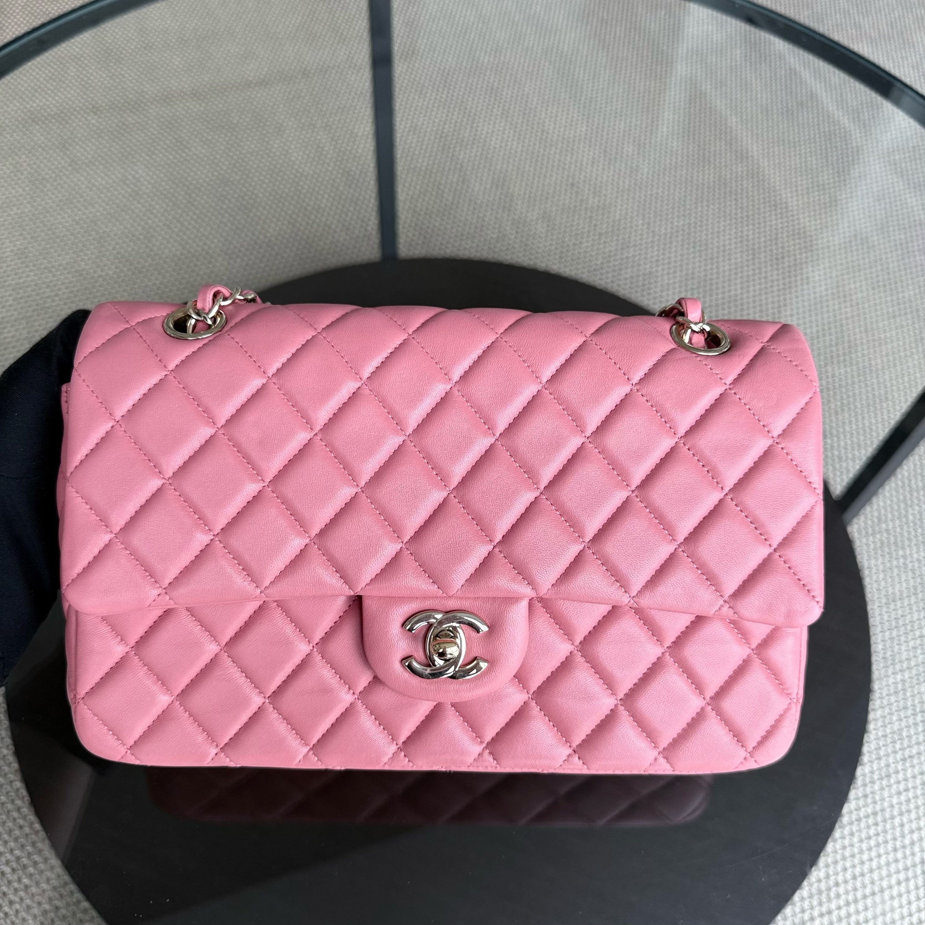 Chanel Classic Flap Medium  - 25CM Quilted Lambskin Valentine Heart Pink Special Edition Series 19