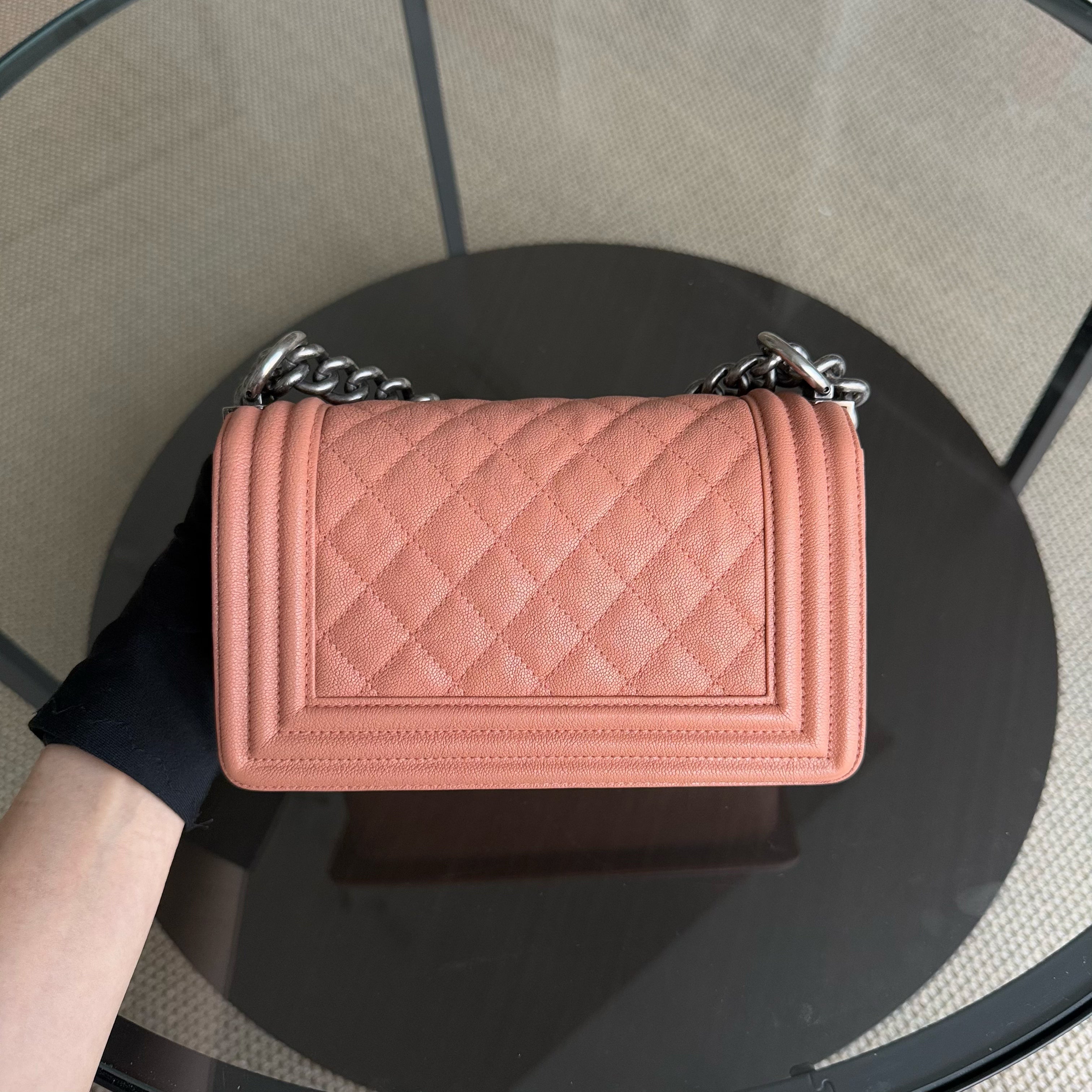 Chanel Boy Small - Caviar 20CM Quilted Blush Ruthenium Silver Hardware Series 27