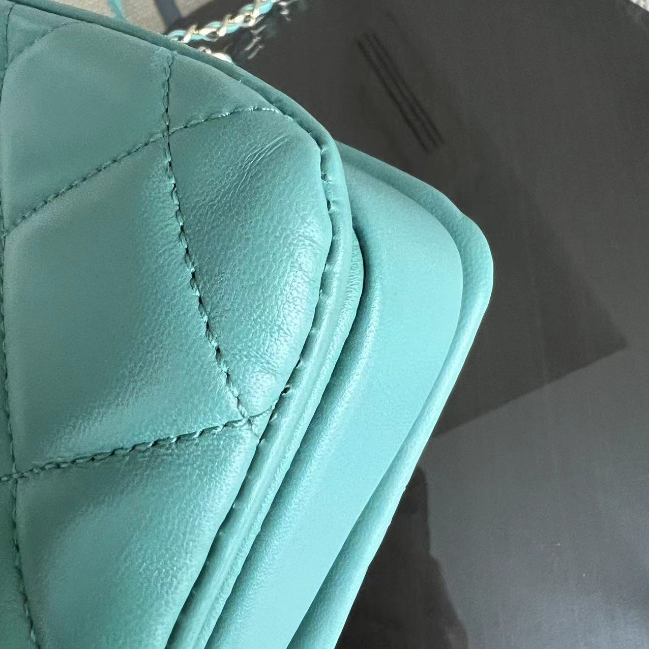 Chanel Trendy CC Small Quilted Lambskin Cyan Blue Green Golden Hardware Series 20