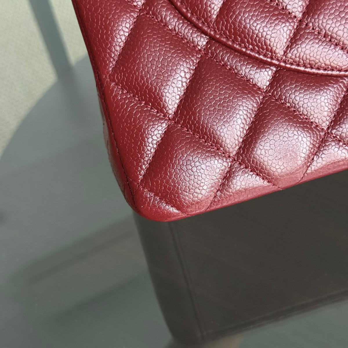 Chanel Classic Flap Maxi - Caviar 33CM Double Flap Burgundy Silver Hardware Series 15