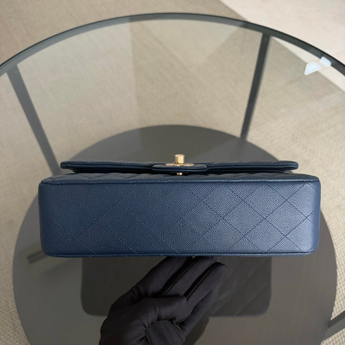 Chanel Classic Flap Medium - Caviar 25CM Quilted Dark Blue Gold Hardware Series 26