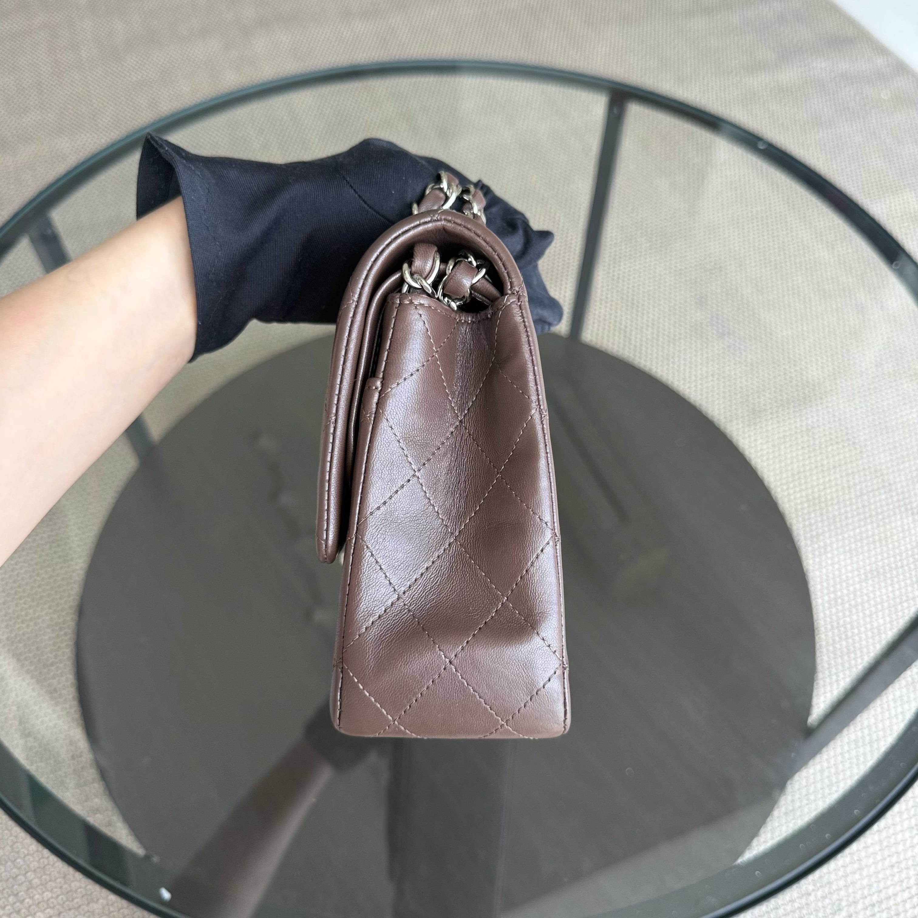 Chanel Classic Flap Medium - 25CM Quilted Lambskin Brown Silver Hardware Series 19