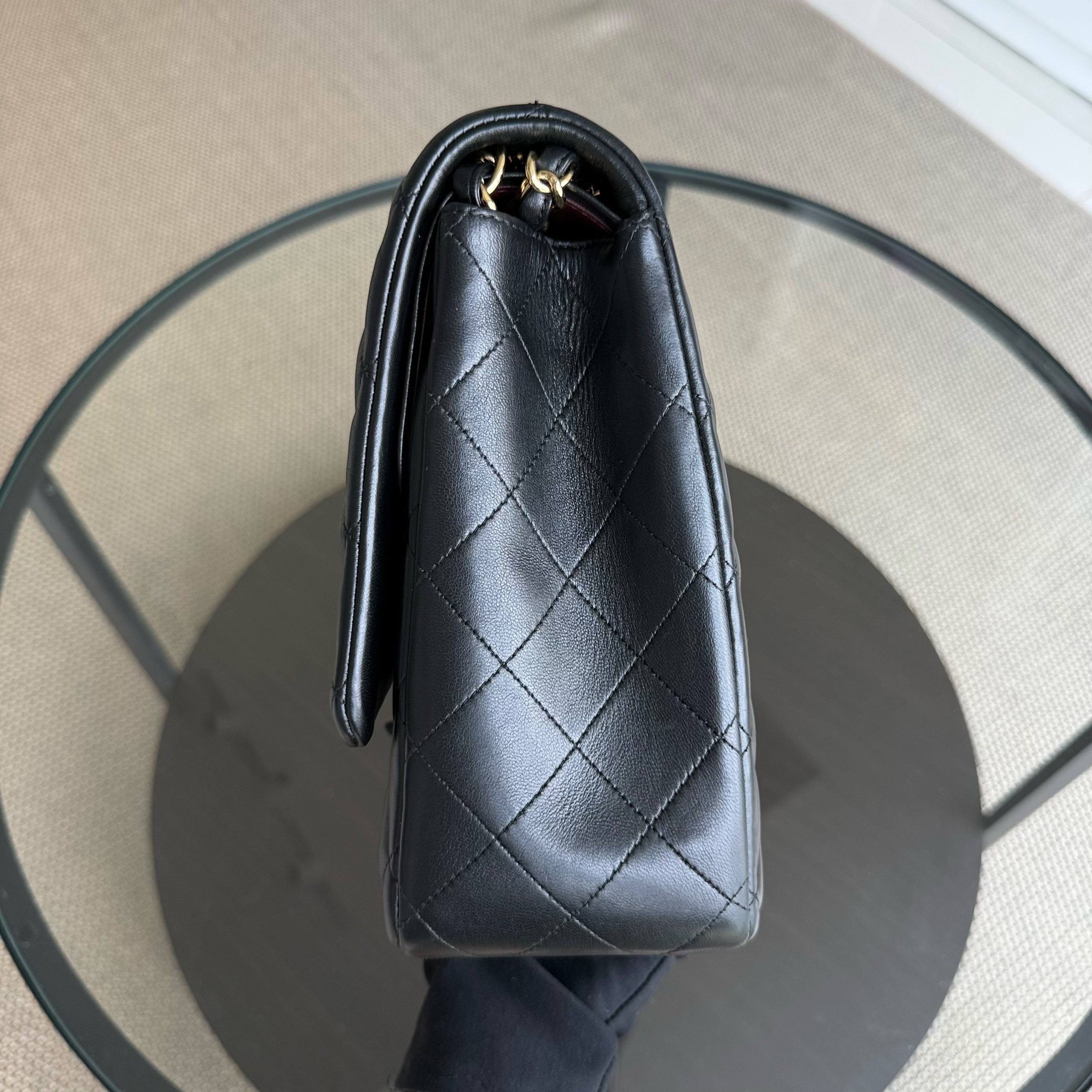 Chanel Classic Flap Maxi - 34CM Quilted Lambskin Double Flap Black Gold Hardware Series 15