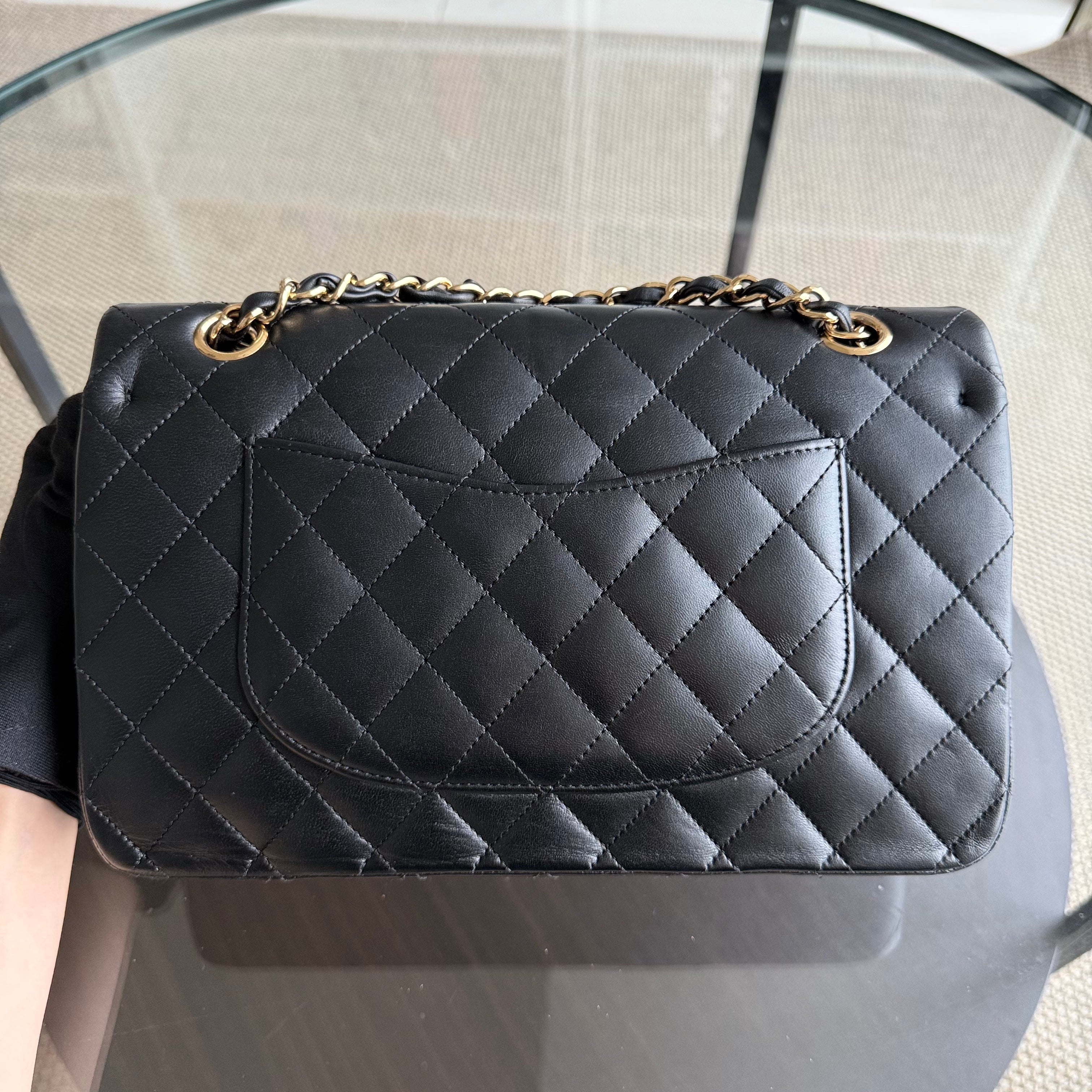 Chanel Classic Flap Medium - 25CM Quilted Lambskin Black Gold Hardware Series 14