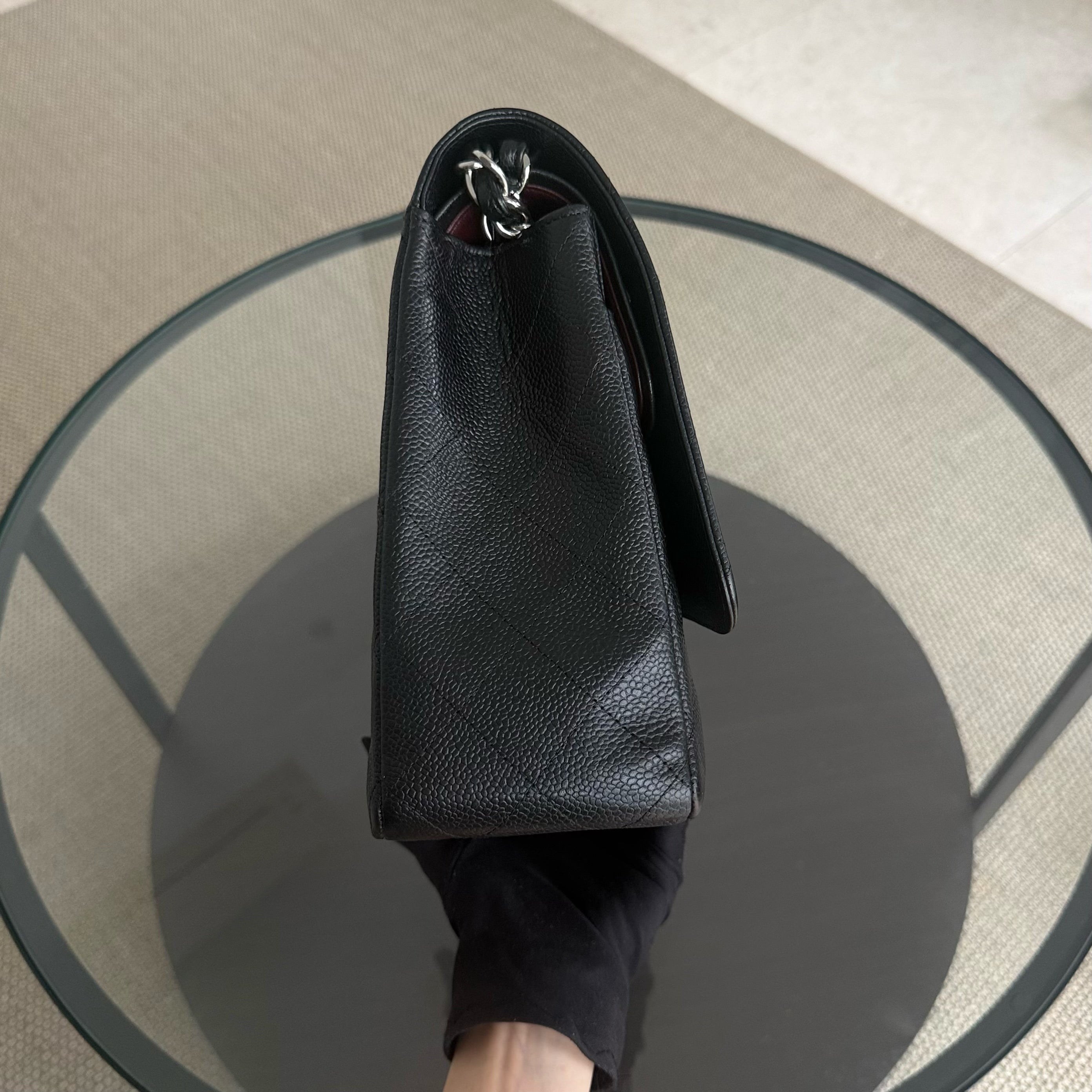 Chanel Classic Flap Maxi - Caviar 33CM Double Flap Black Silver Hardware Series 18