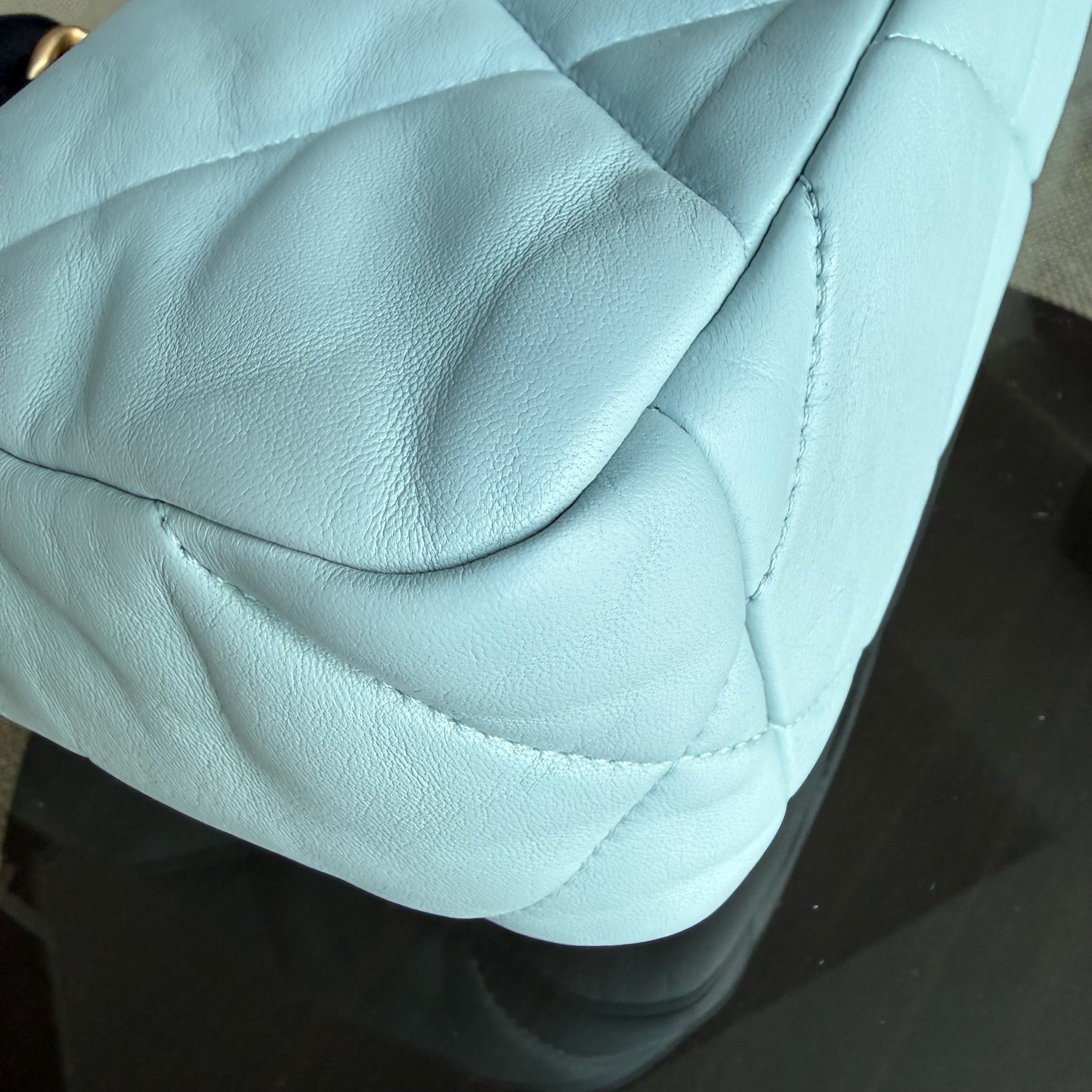 Chanel C19 Small 19 Bag Quilted Goatskin Light Blue Two-Tone Hardware Microchip