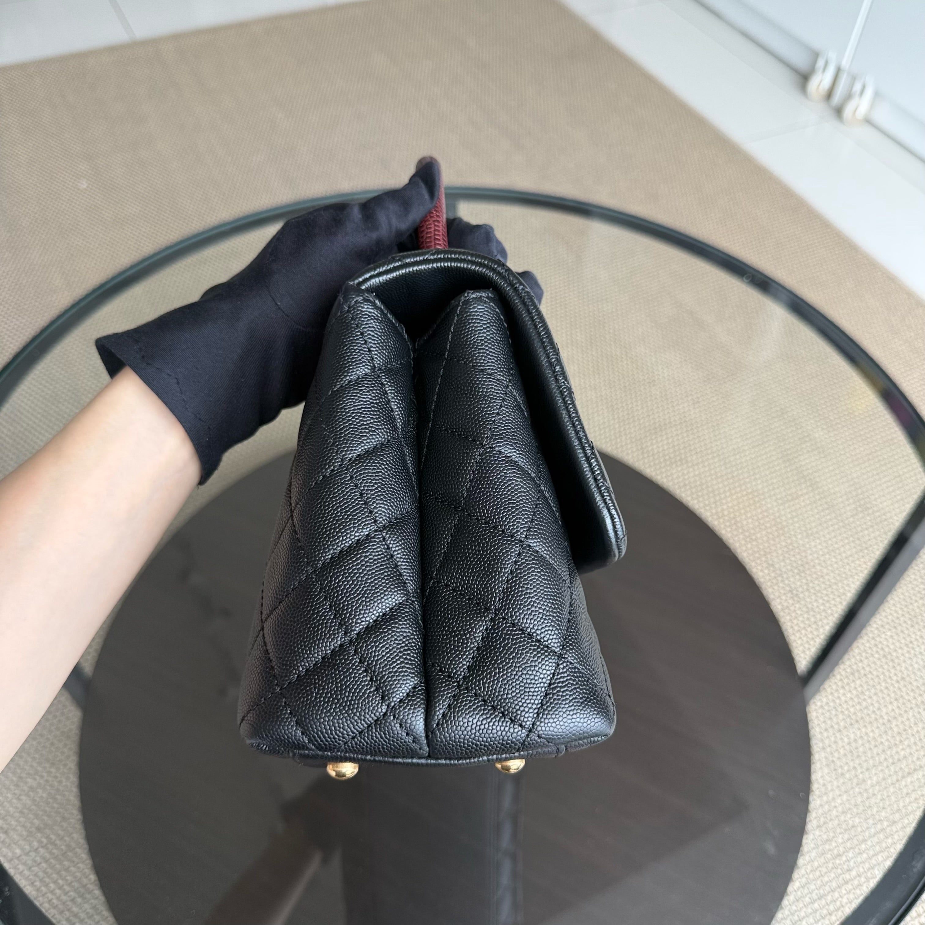 Chanel Coco Handle Medium - Caviar 29CM Quilted Black Gold Hardware Series 23