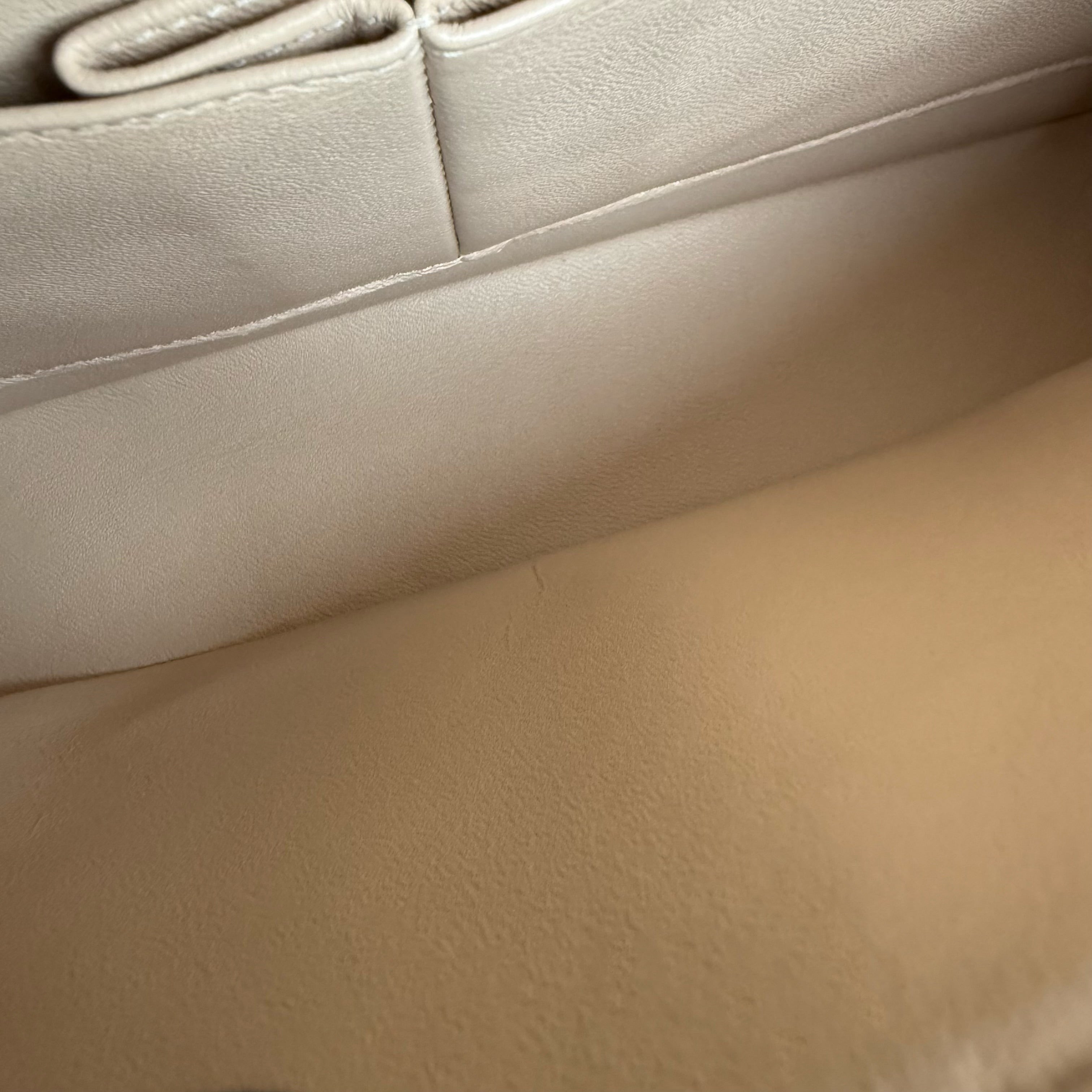 Chanel Classic Flap Medium - 25CM Quilted Lambskin Beige Silver Hardware Series 15