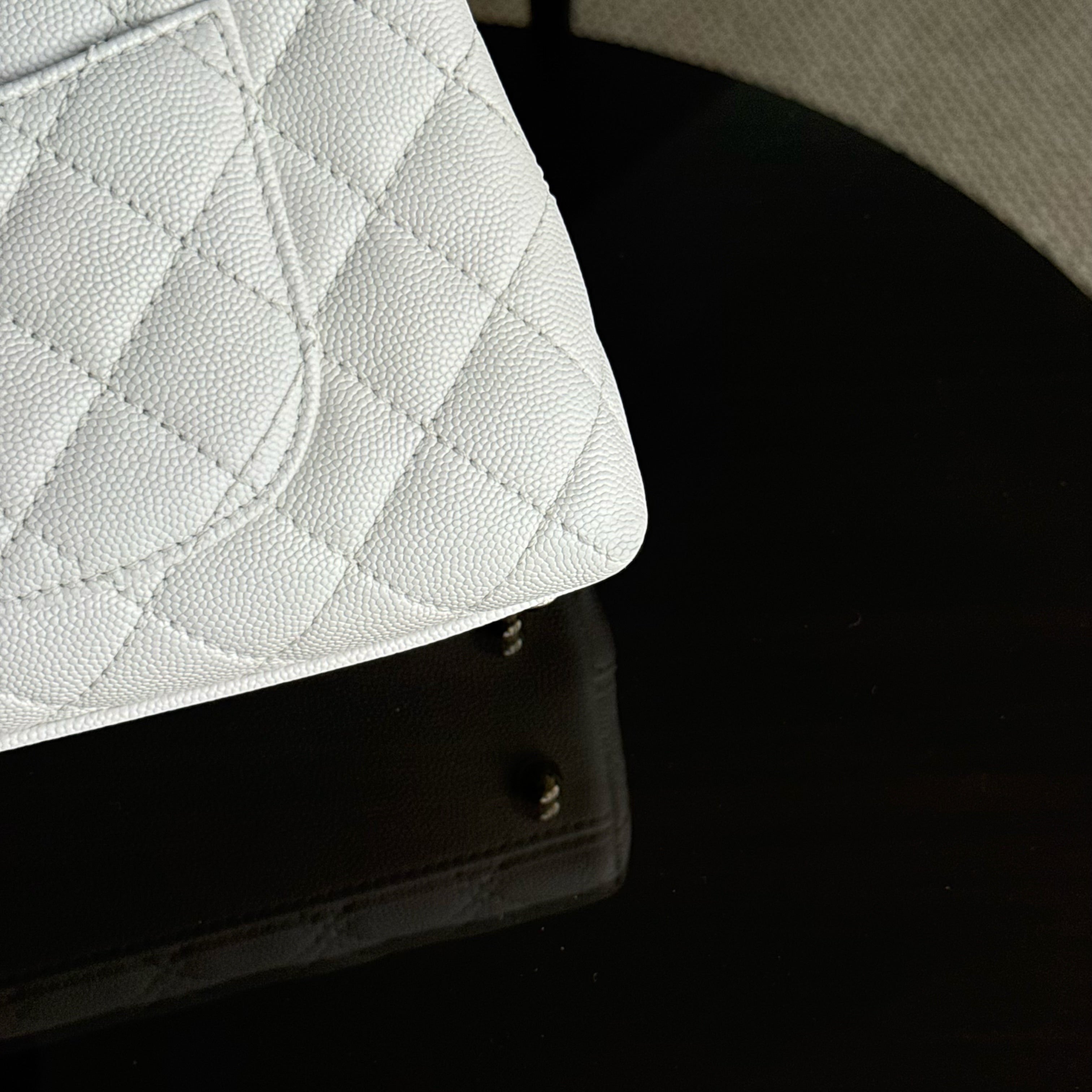 Chanel Coco Handle Small - 24CM Caviar Quilted White Gold Hardware Microchip