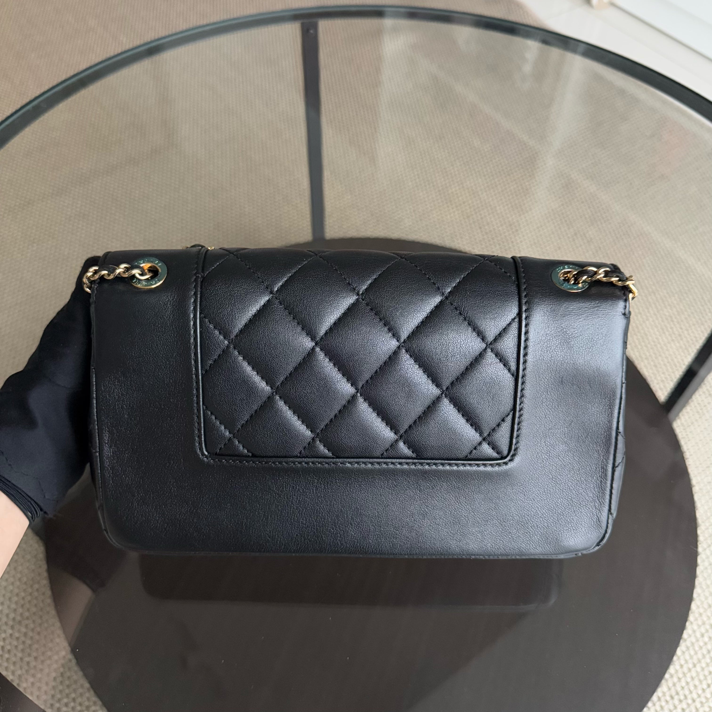 Chanel Mademoiselle Medium - 25CM Quilted Lambskin Black Gold Hardware Series 21 & Half of amount for Chanel Classic Flap BLACK CAVIAR GHW MEDIUM & Balance of Chanel Classic Flap Medium - Caviar 25CM Quilted Cream white Gold Hardware