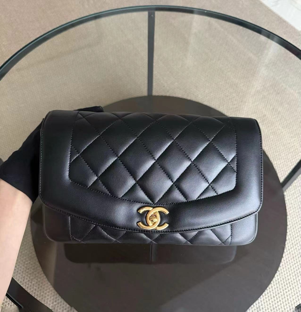 *Rare Re-issue* Chanel Diana - Modern Reissue Lambskin Quilted Black Gold Hardware Series 20