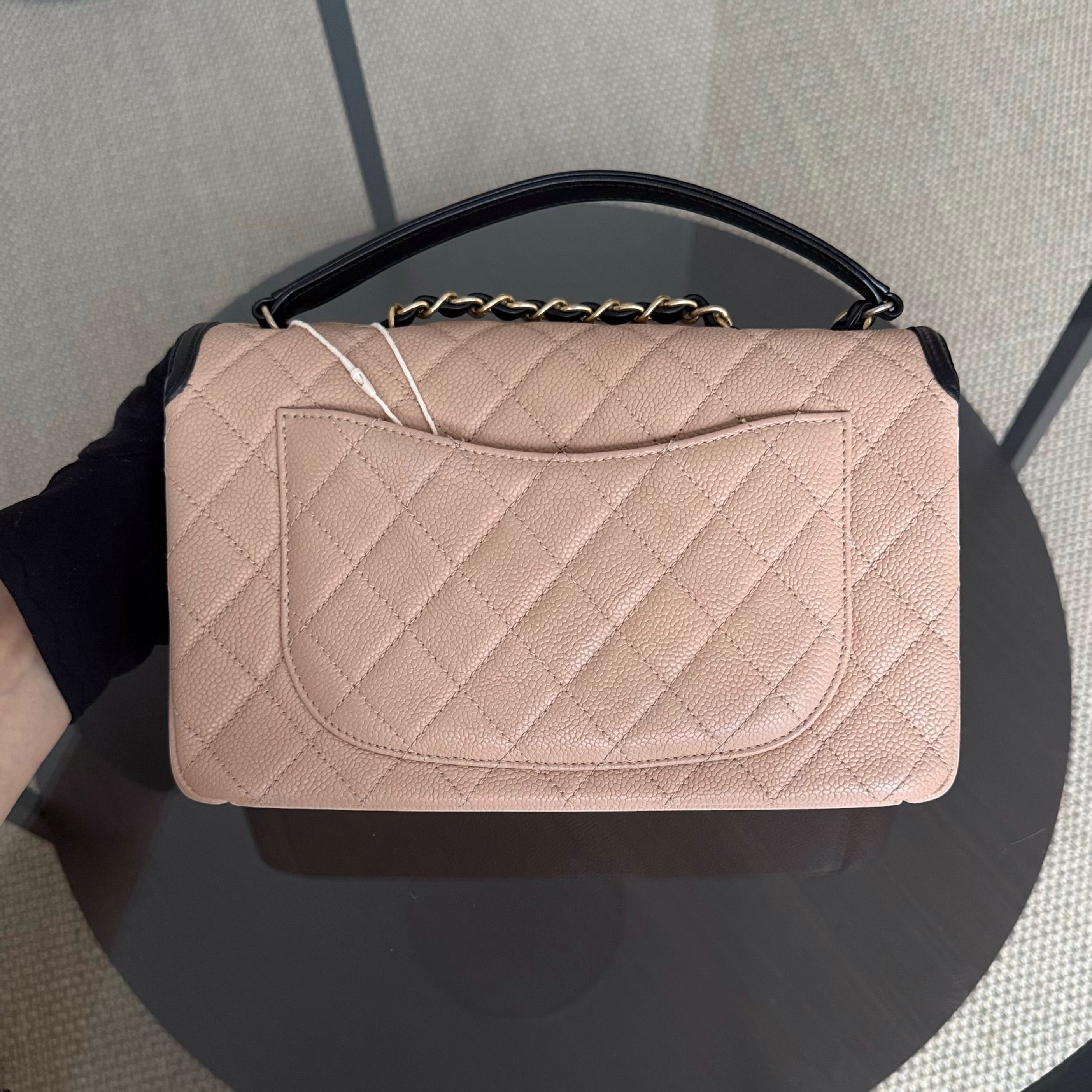 Chanel Filigree CC Medium - 25CM Caviar Quilted Beige Gold Hardware Series 24