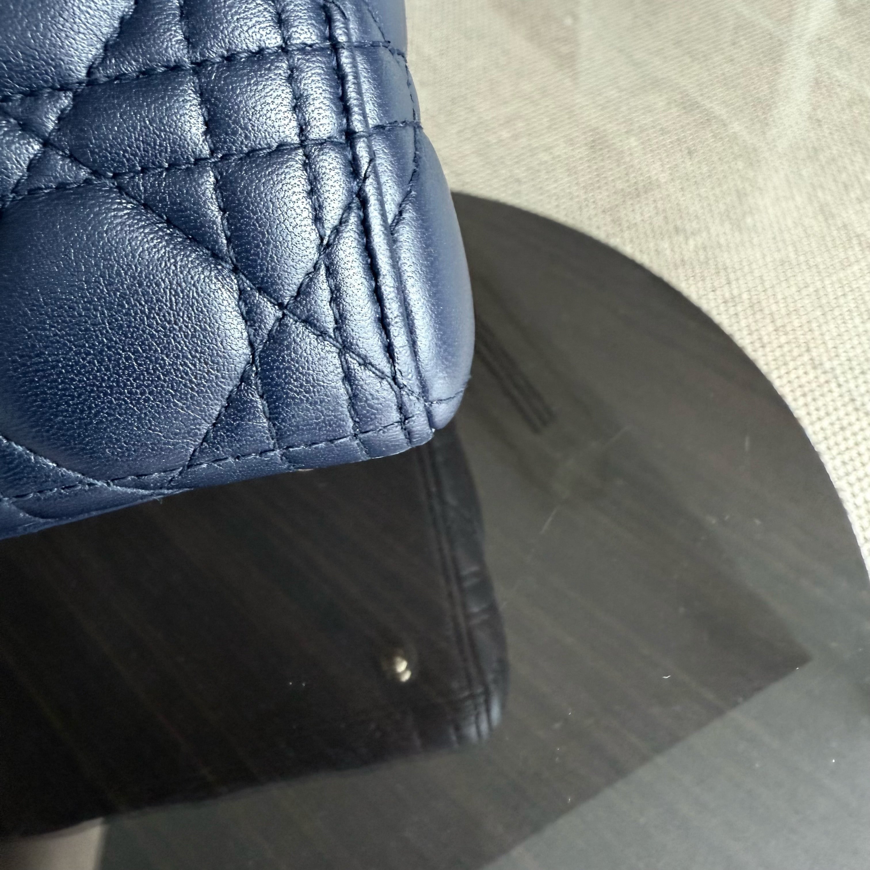 Dior Lady Large Flap - Canange Lambskin Dark Blue Gold Hardware
