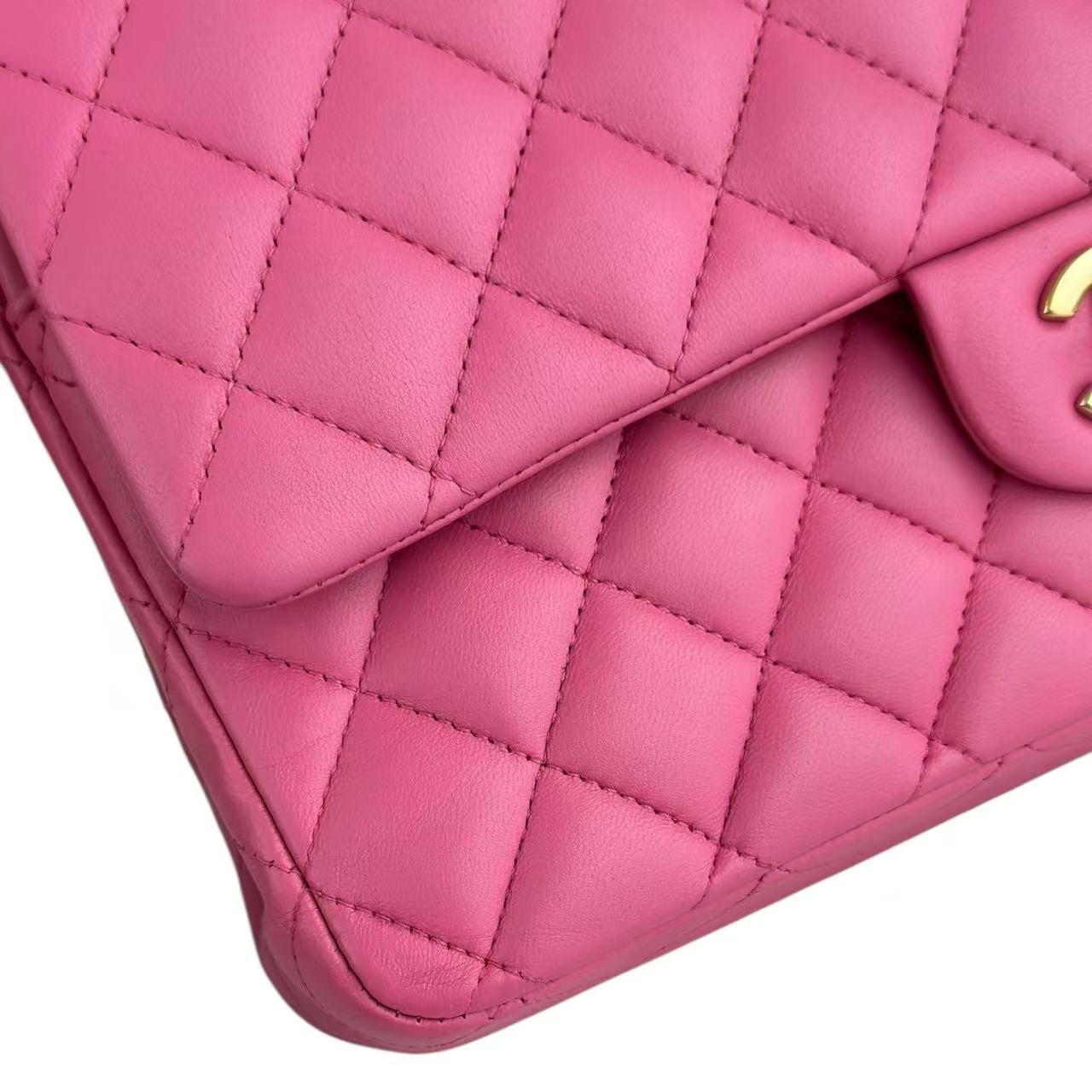 Chanel Classic Flap Medium - Quilted Lambskin Hot Pink Gold Hardware Series 18