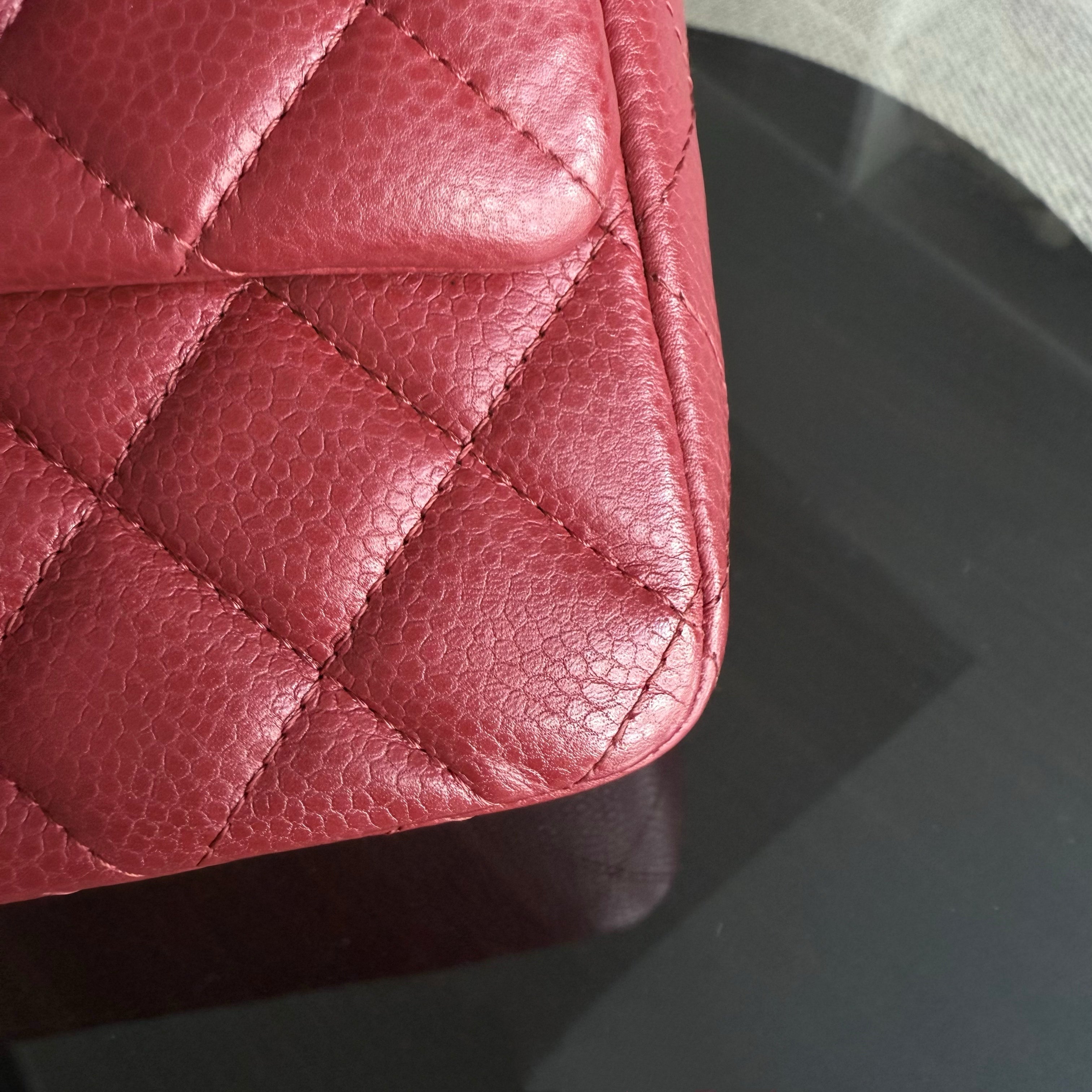 Chanel Classic Flap Mini - Caviar 20CM Quilted Dark Red Burgundy Silver Hardware Series 17