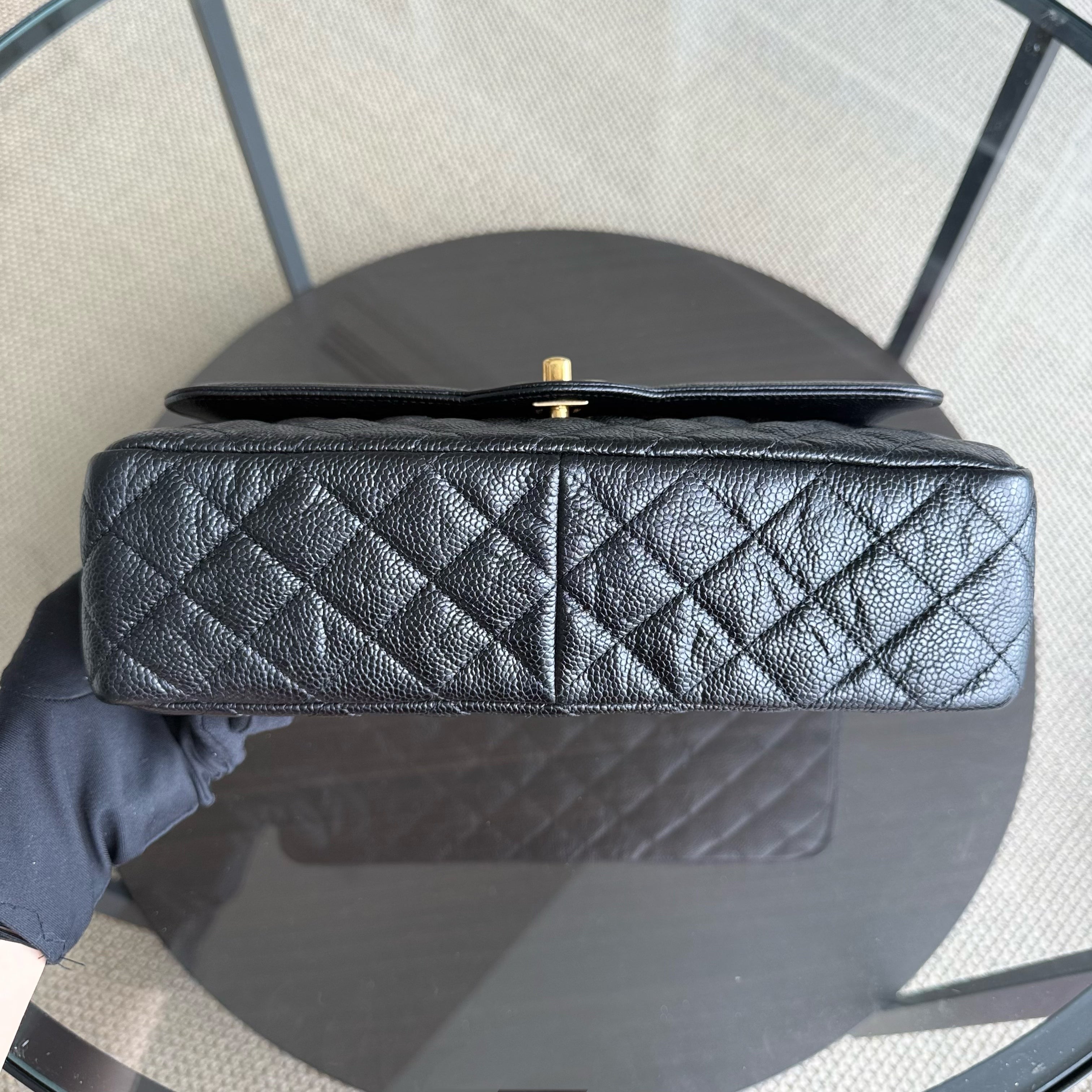 Chanel Seasonal Two-tone Flap Medium - Caviar Quilted Black Gold Hardware Series 22