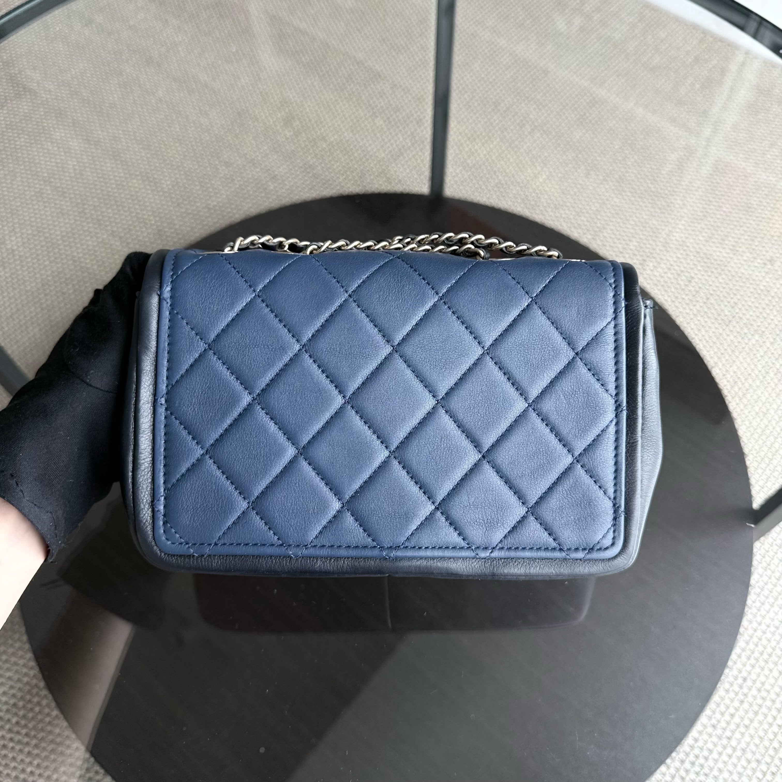 Chanel Seasonal Flap - 23CM Quilted Lambskin Bi-Color White Black Gold Hardware Series 19