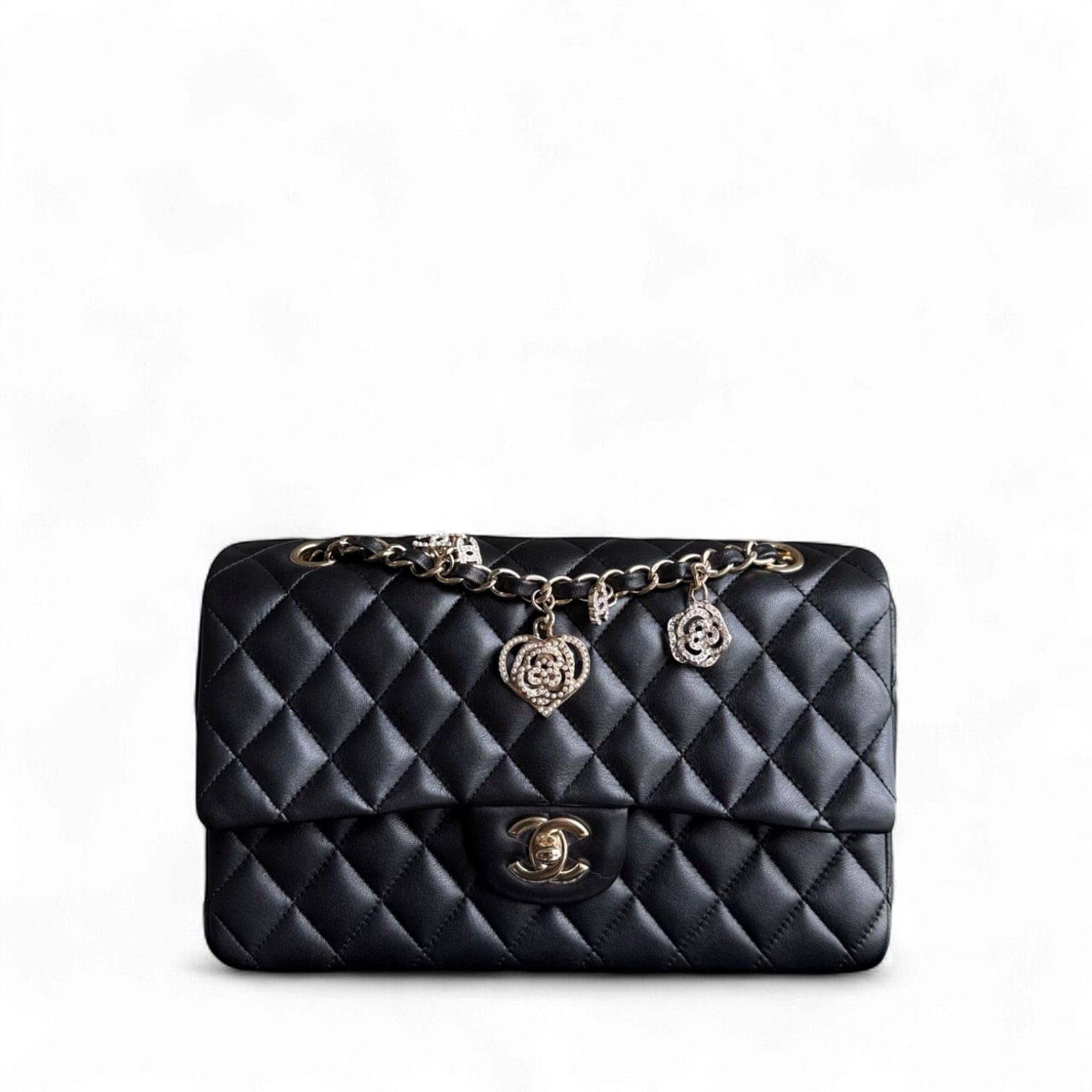 Chanel Classic Flap Medium - Special Valentine Edition 25CM Quilted Lambskin Black Gold Hardware Series 19