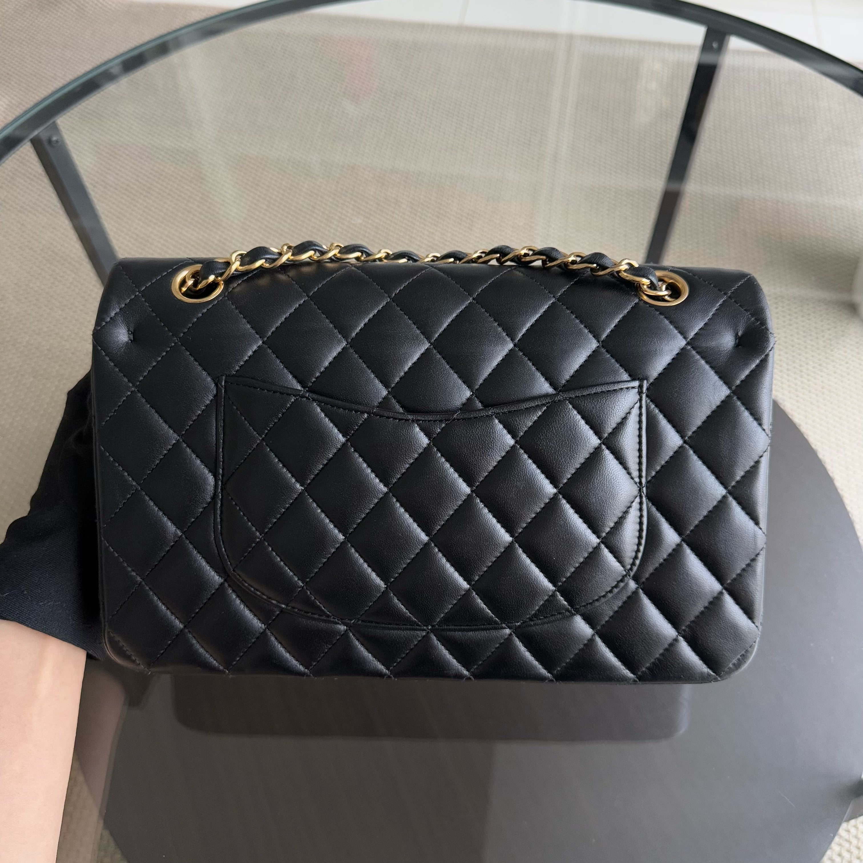 Chanel Classic Flap Medium - 25CM Quilted Lambskin Black Gold Hardware Series 23