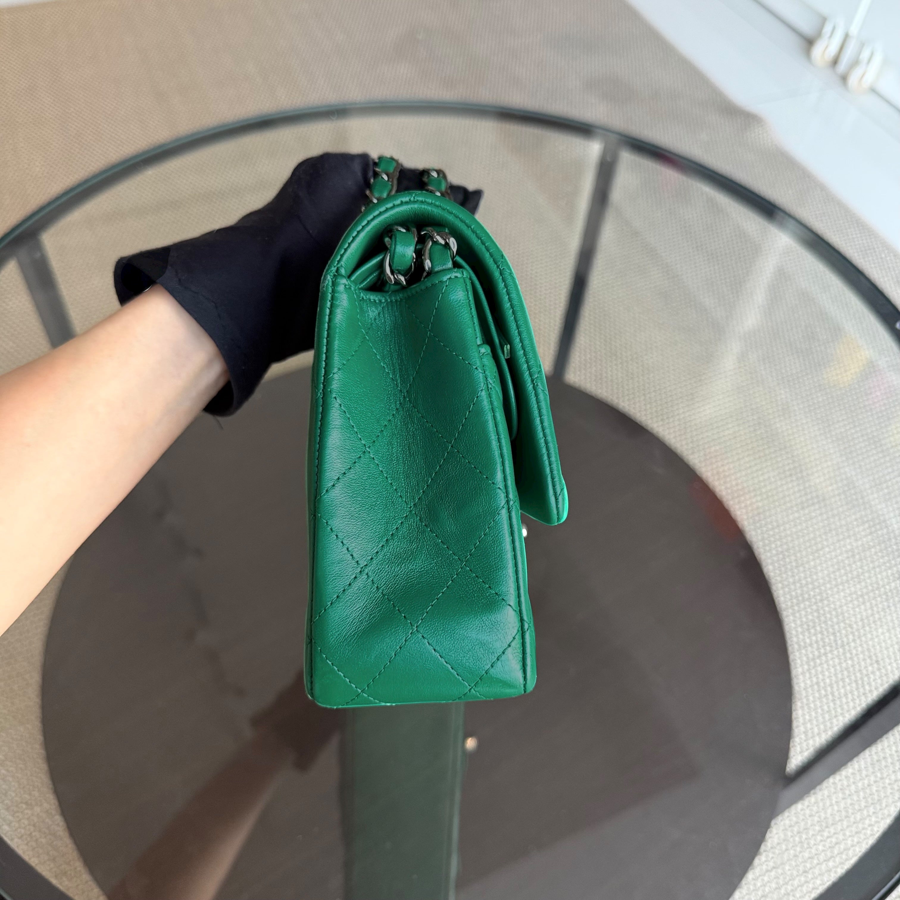 Chanel Classic Flap Medium - 25CM Quilted Lambskin Dark Green Silver Hardware Series 23