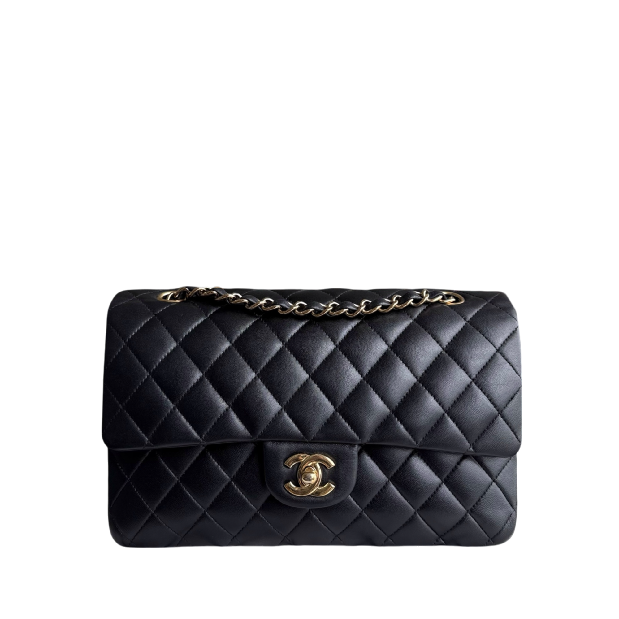 Chanel Classic Flap Medium - 25CM Quilted Lambskin Black Gold Hardware Series 13