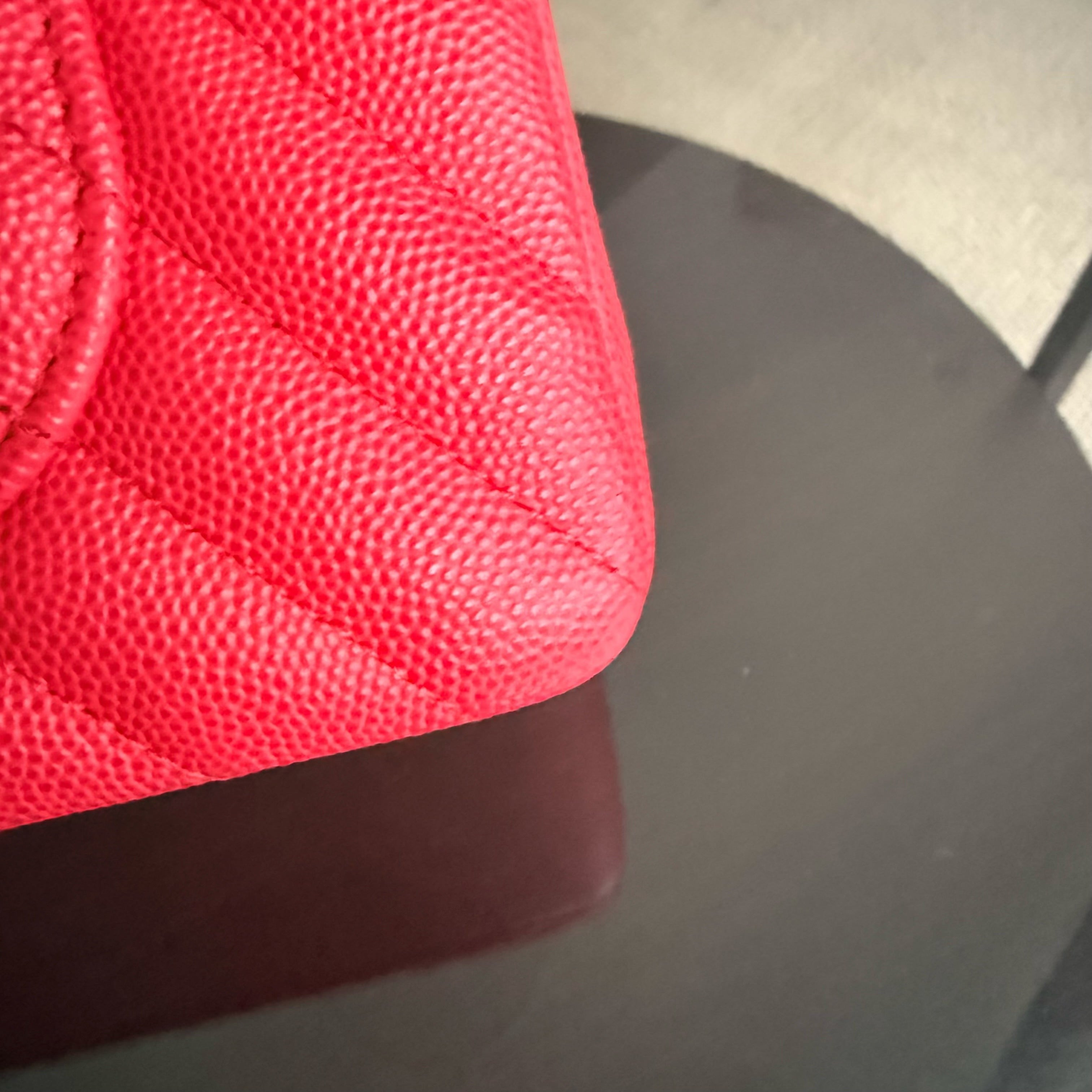 Chanel Classic Flap Small - Caviar 23CM Chevron Red Silver Hardware Series 25