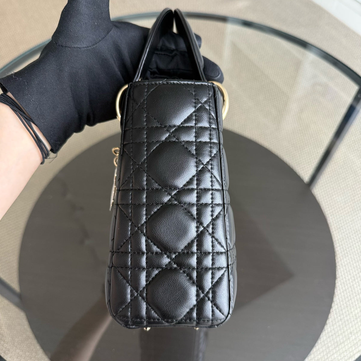 Dior Lady Small - Cannage Lambskin Black Gold Hardware