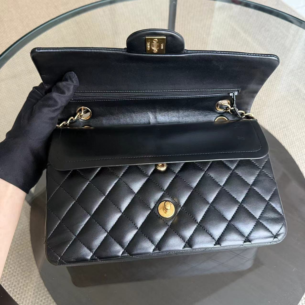 Chanel Classic Flap Medium - Quilted Lambskin Black Gold Hardware Series 14