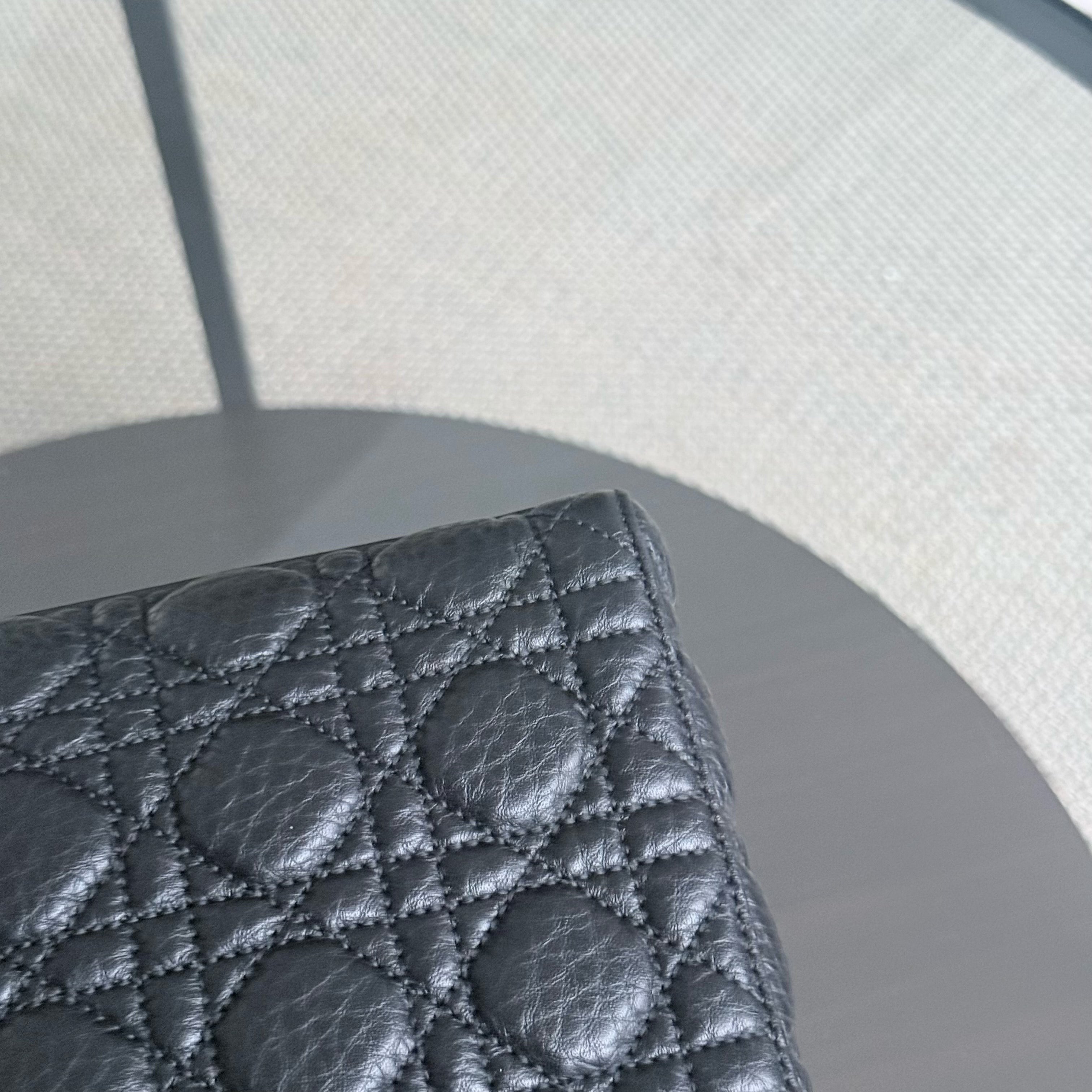 Dior Lady Medium Flap - Cannage Calfskin Black Gold Hardware No Strap